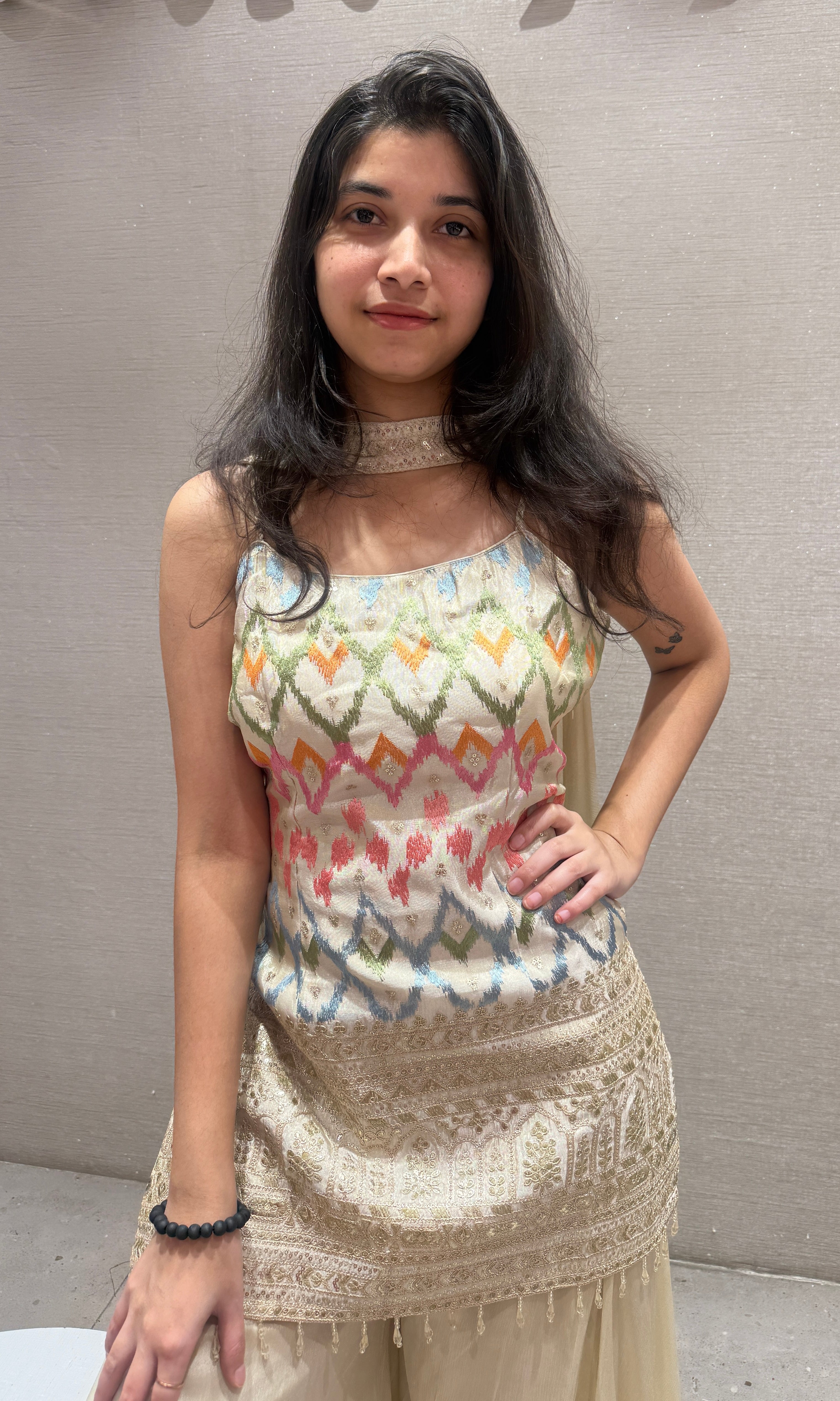 CREAM Multicolour EMBROIDERED Sharara Set