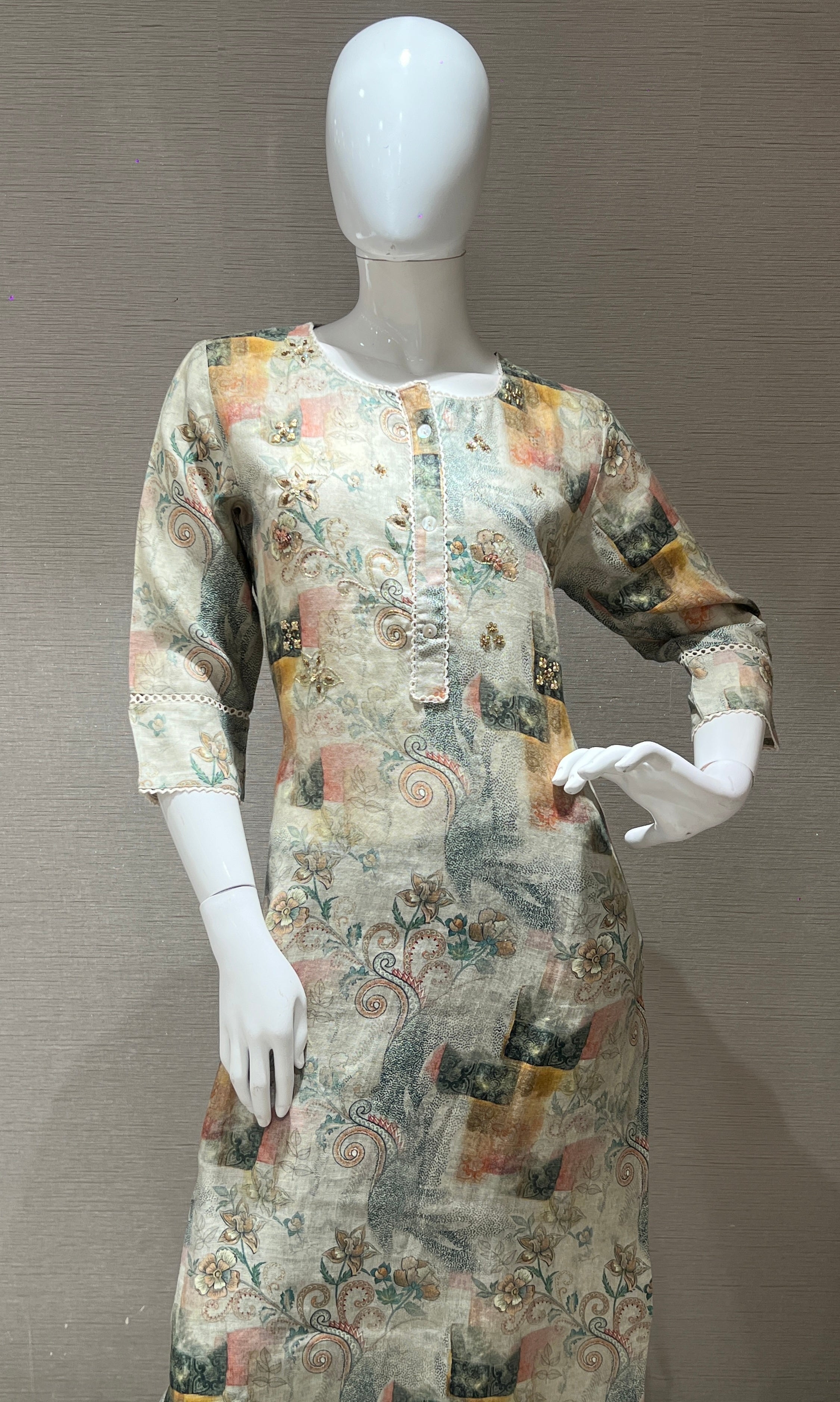 multi green Printed Floral Kurti top