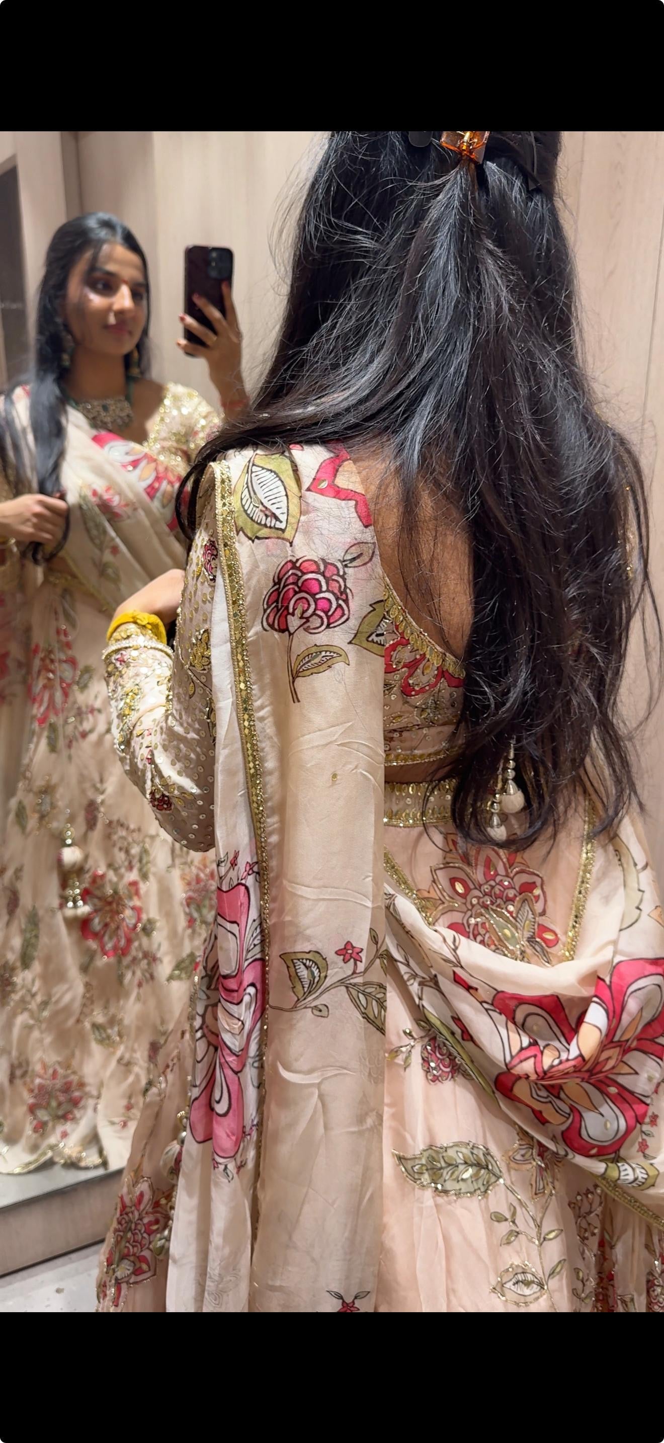Light peach FLORAL Lehenga