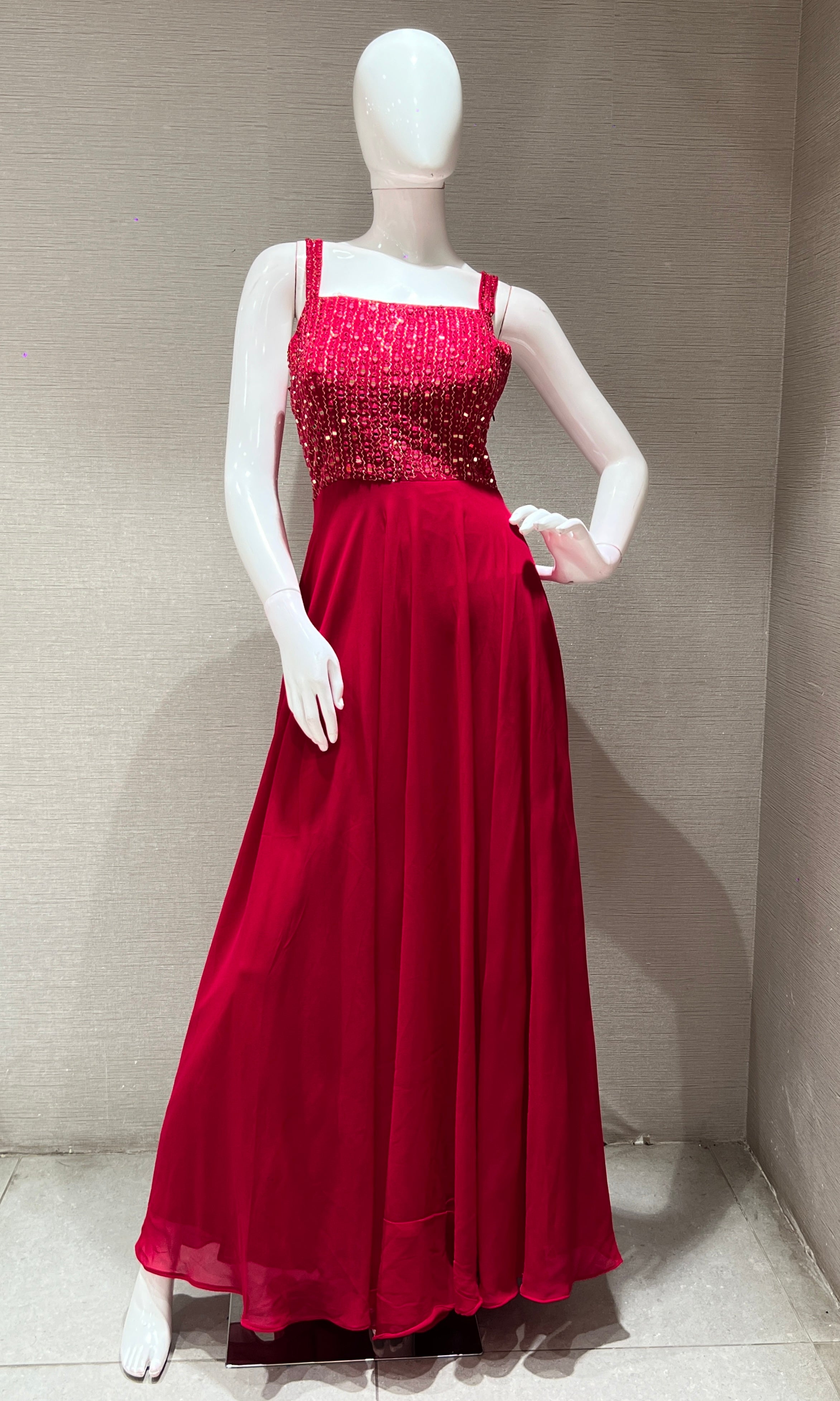 Rani pink EMBELLISHED ANARKALI LONG DRESS