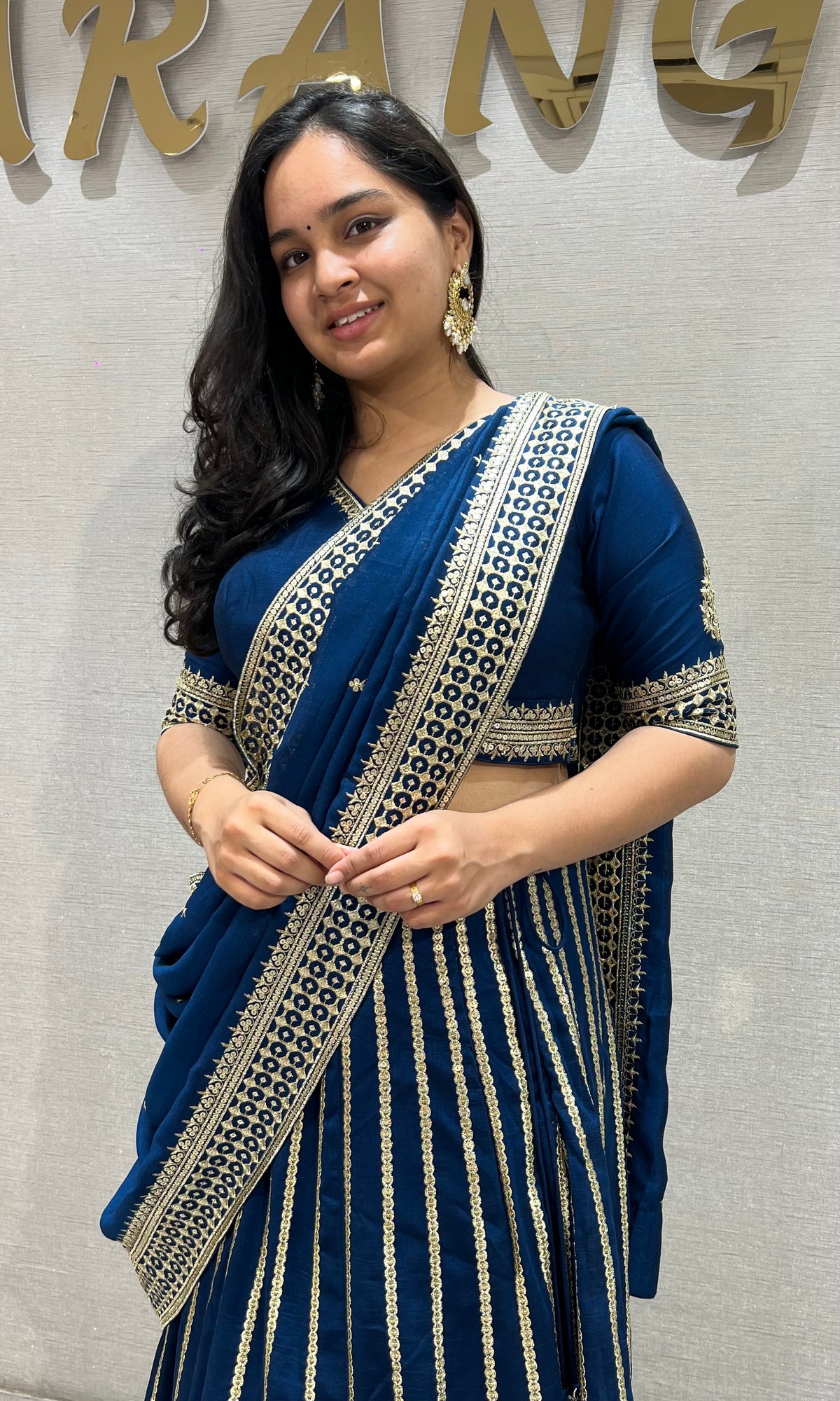 Peacock Blue Georgette Embroidery Lehenga set
