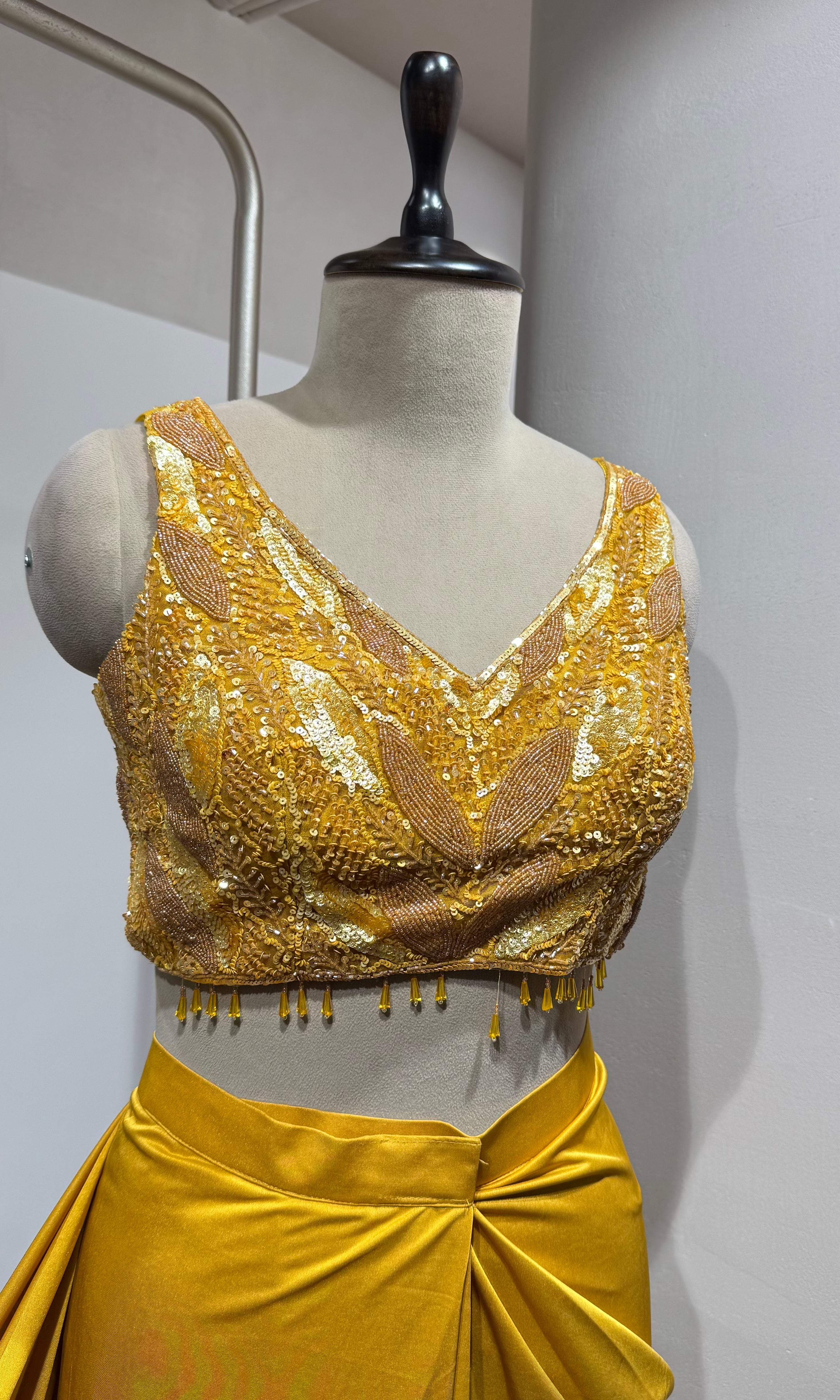Mustard Magic Pre-Draped Festive Saree