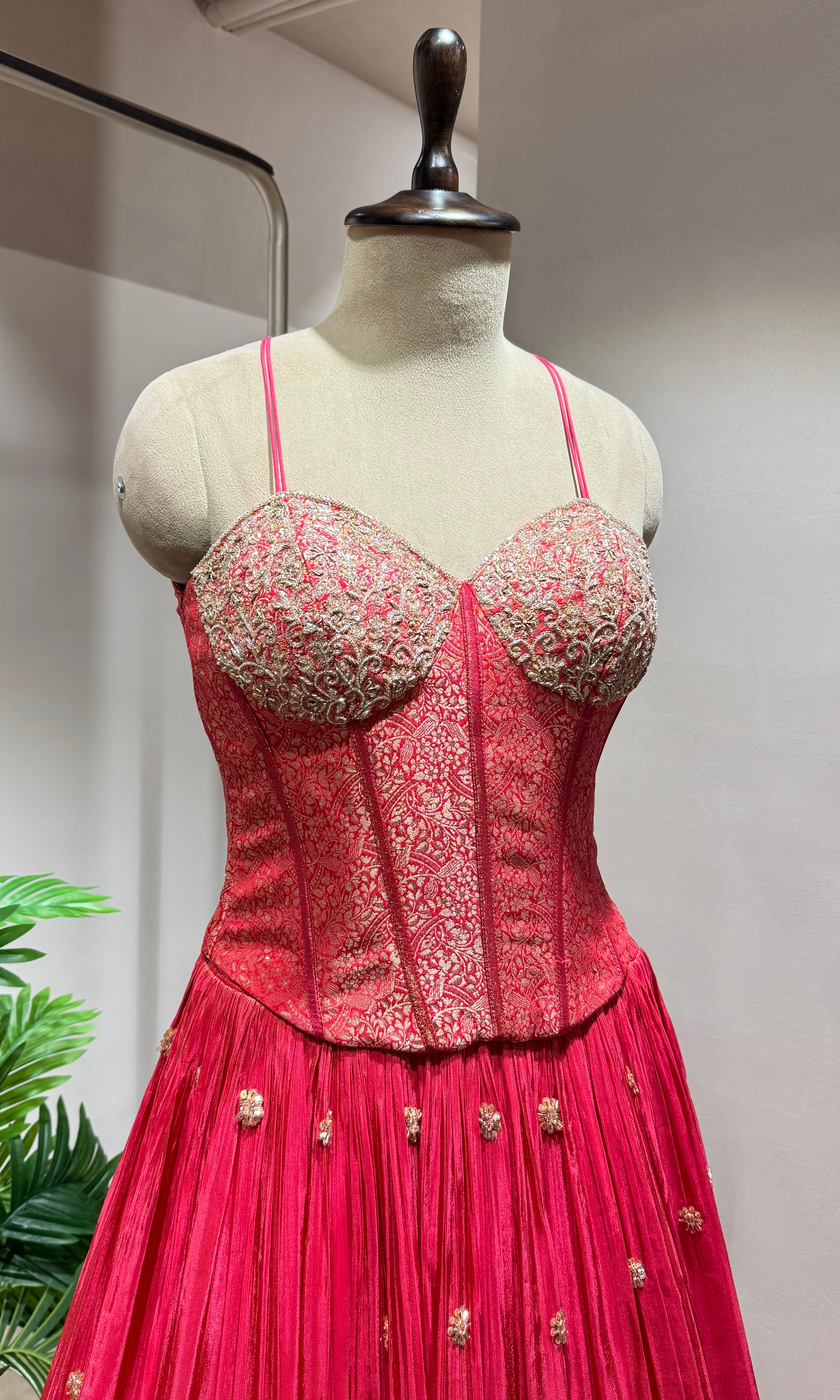 PINK Lehenga with Striped Dupatta & BLOUSE