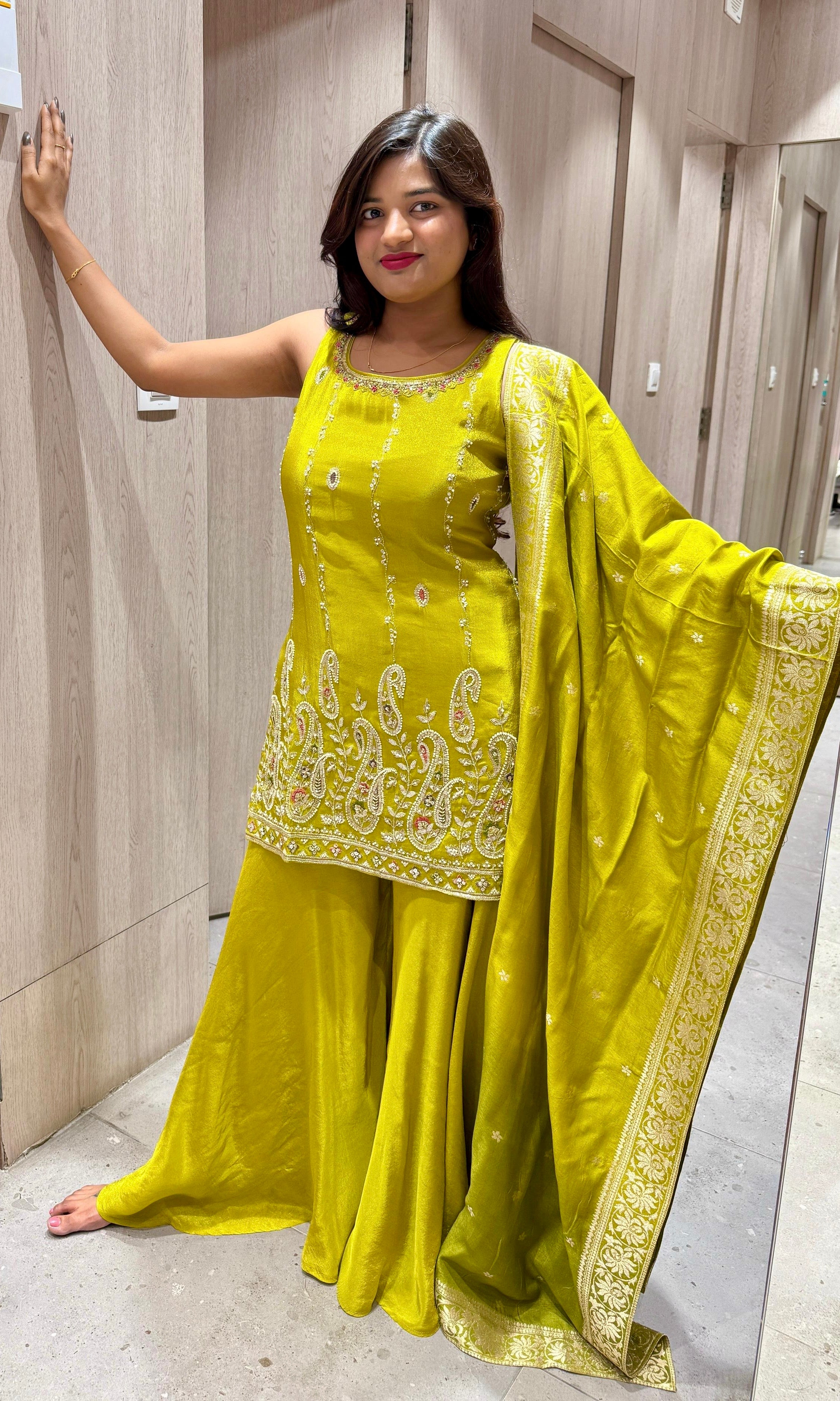 Green palazzo set