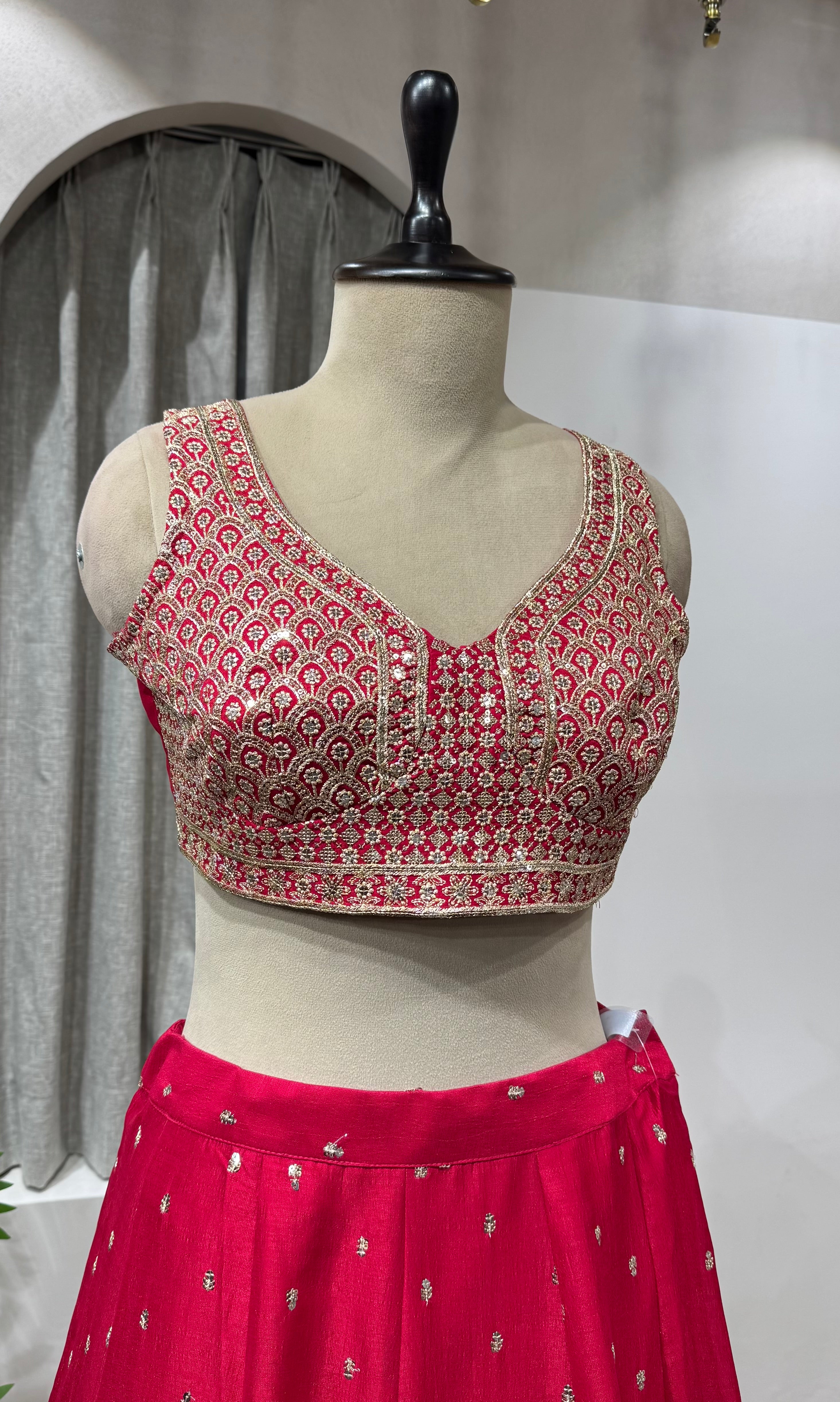 Rani Zardozi & Sequins Crop Top Lehenga