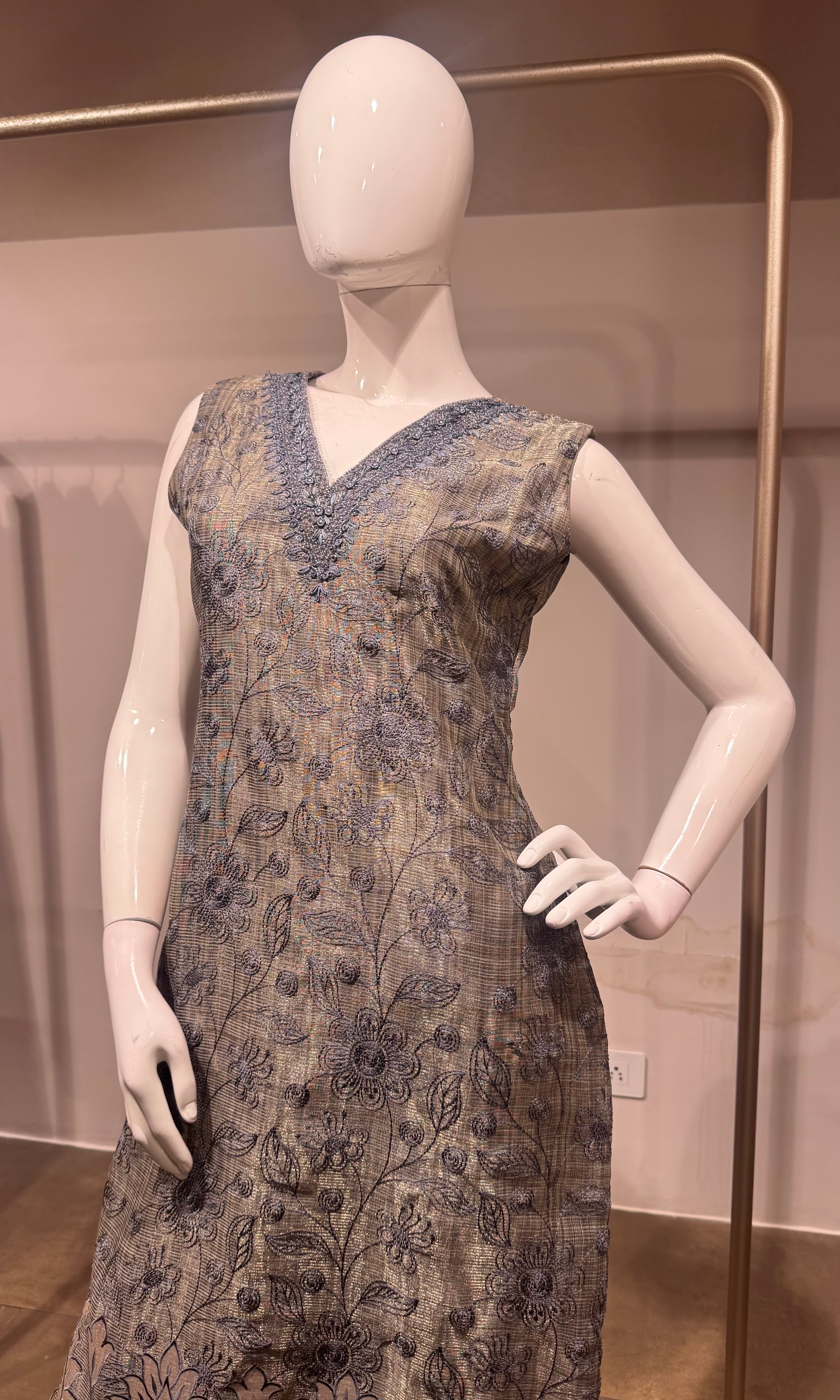 Blue Embroidered Net Salwar Kurta set