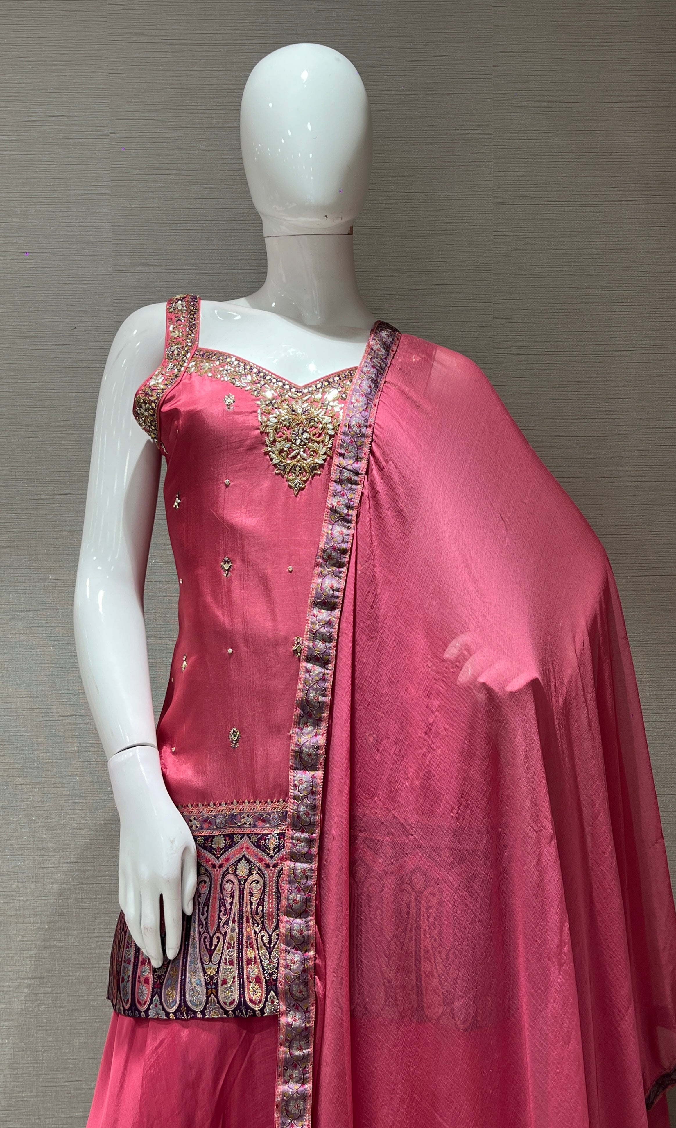 Pink EMBELLISHED SHARARA SET