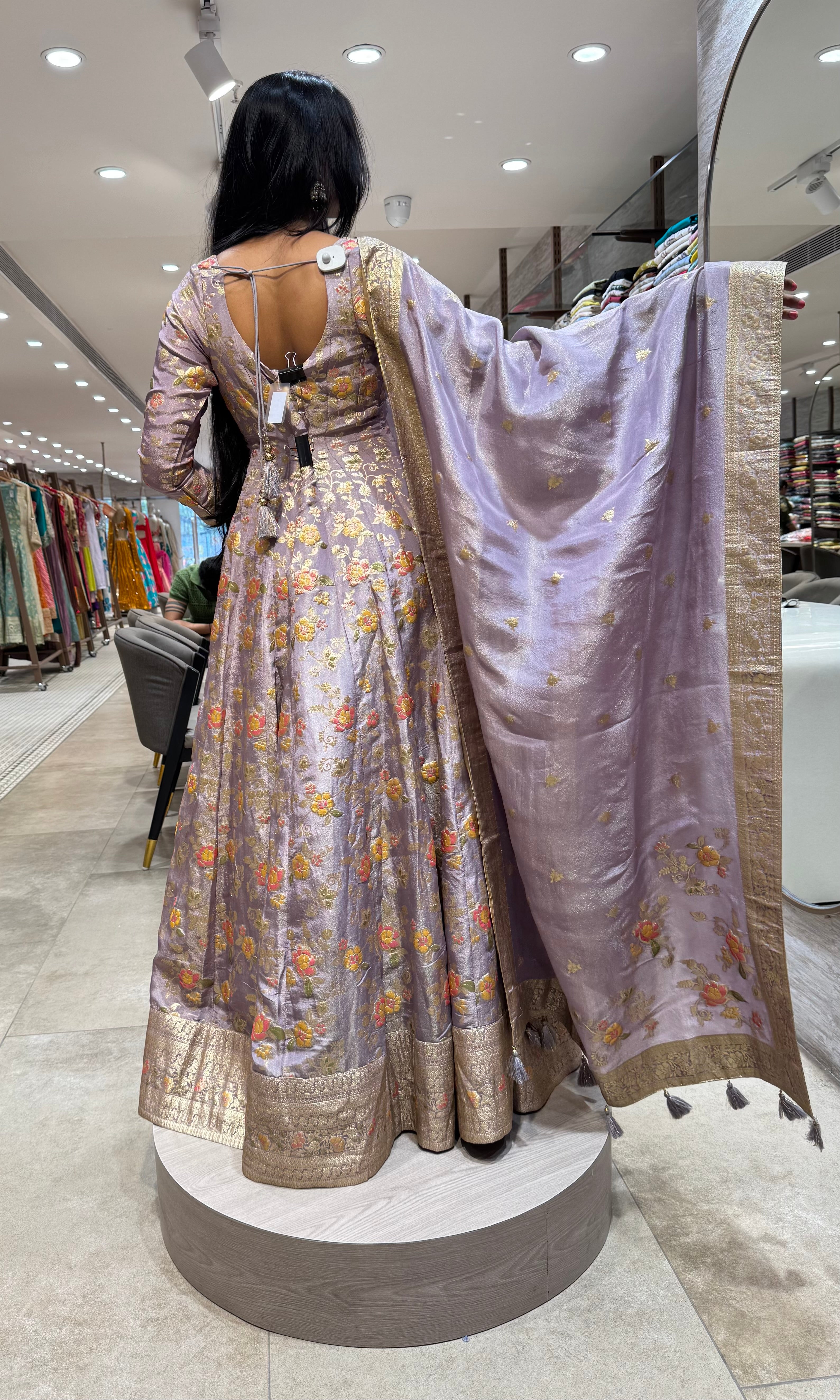 LILAC FLORAL EMBROIDERED ANARKALI SET