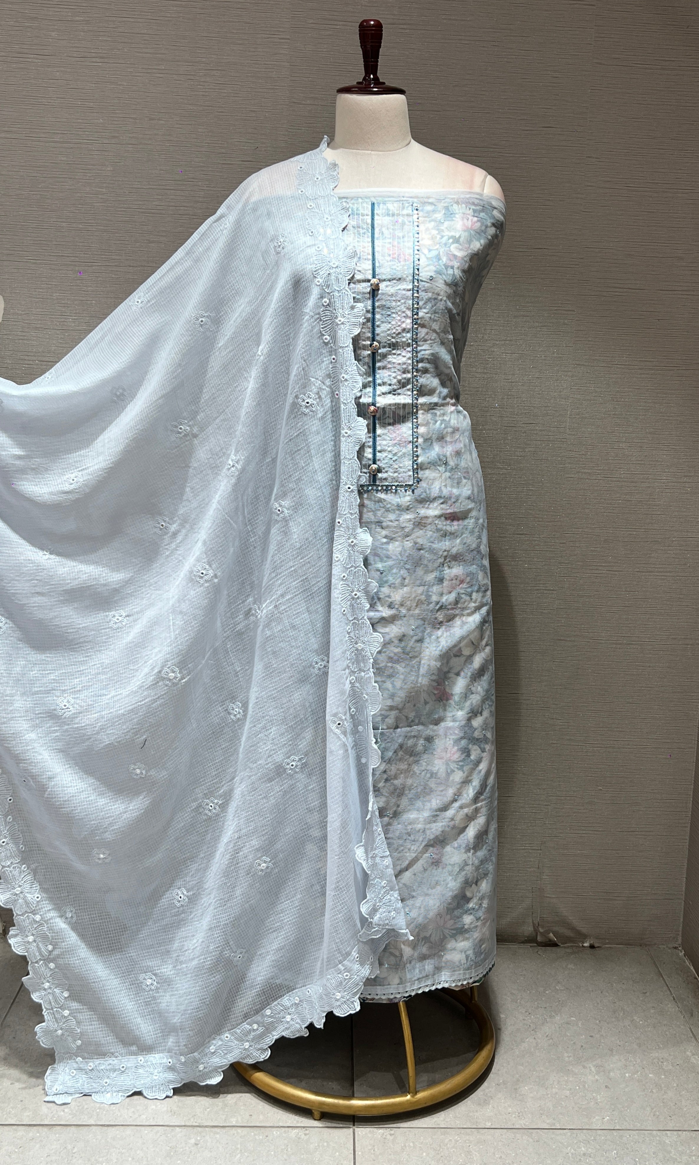 Light blue dress material