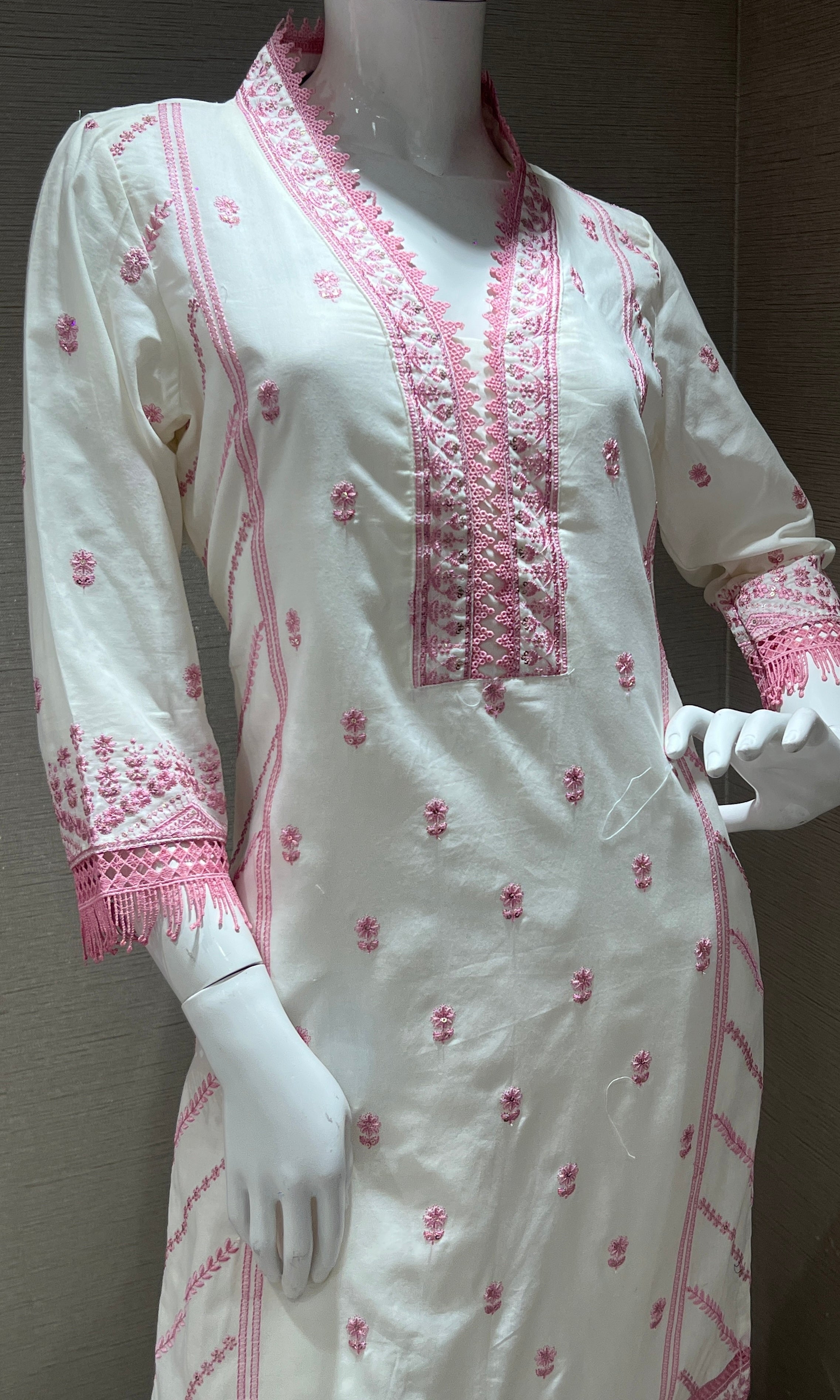Onion Pink and white Kurta Set