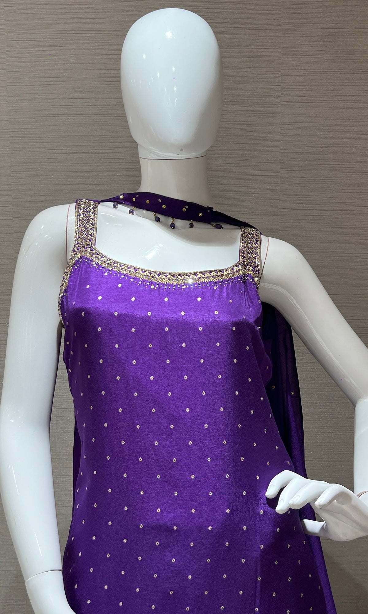 Purple Embroidered Sharara set