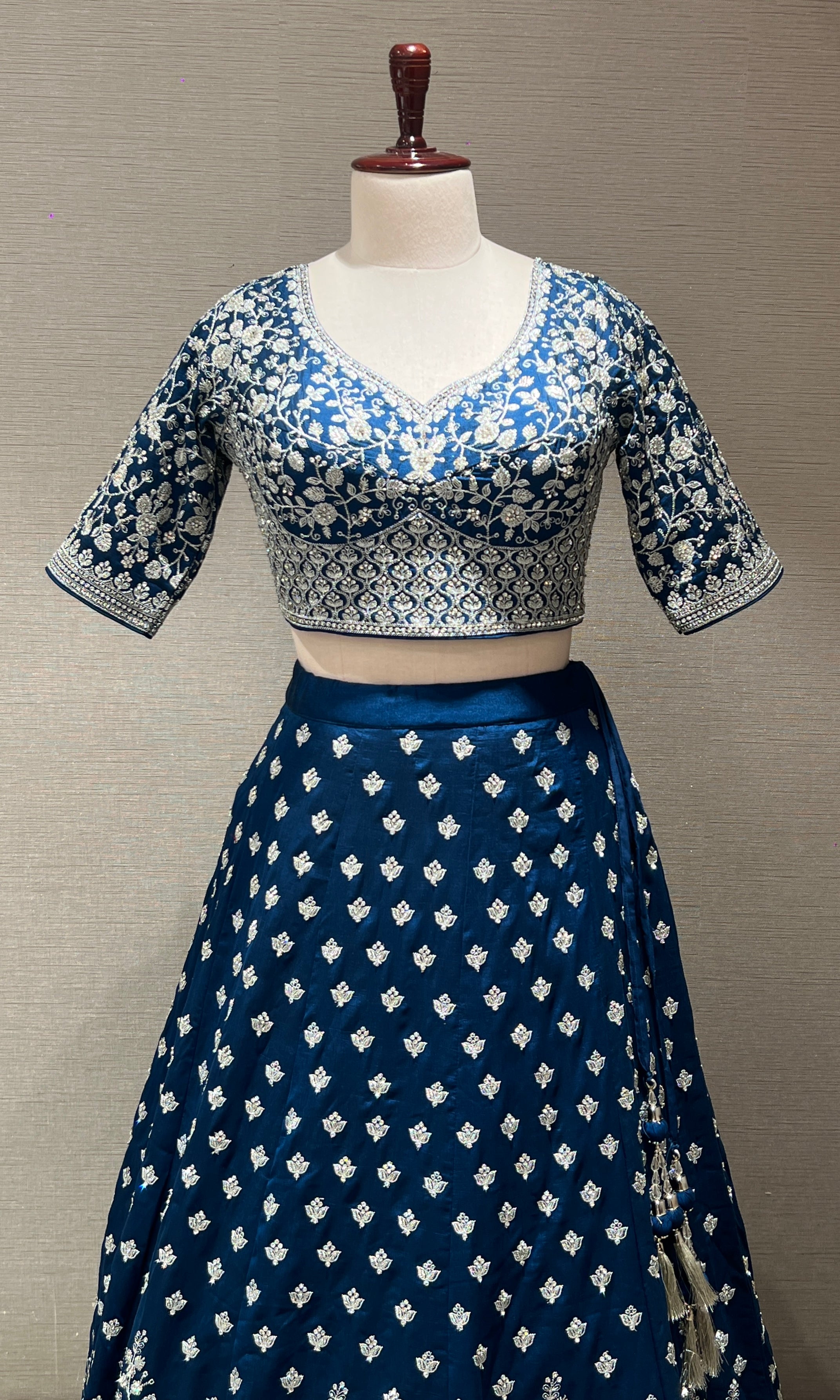 Blue FLORAL EMBROIDERED Lehenga