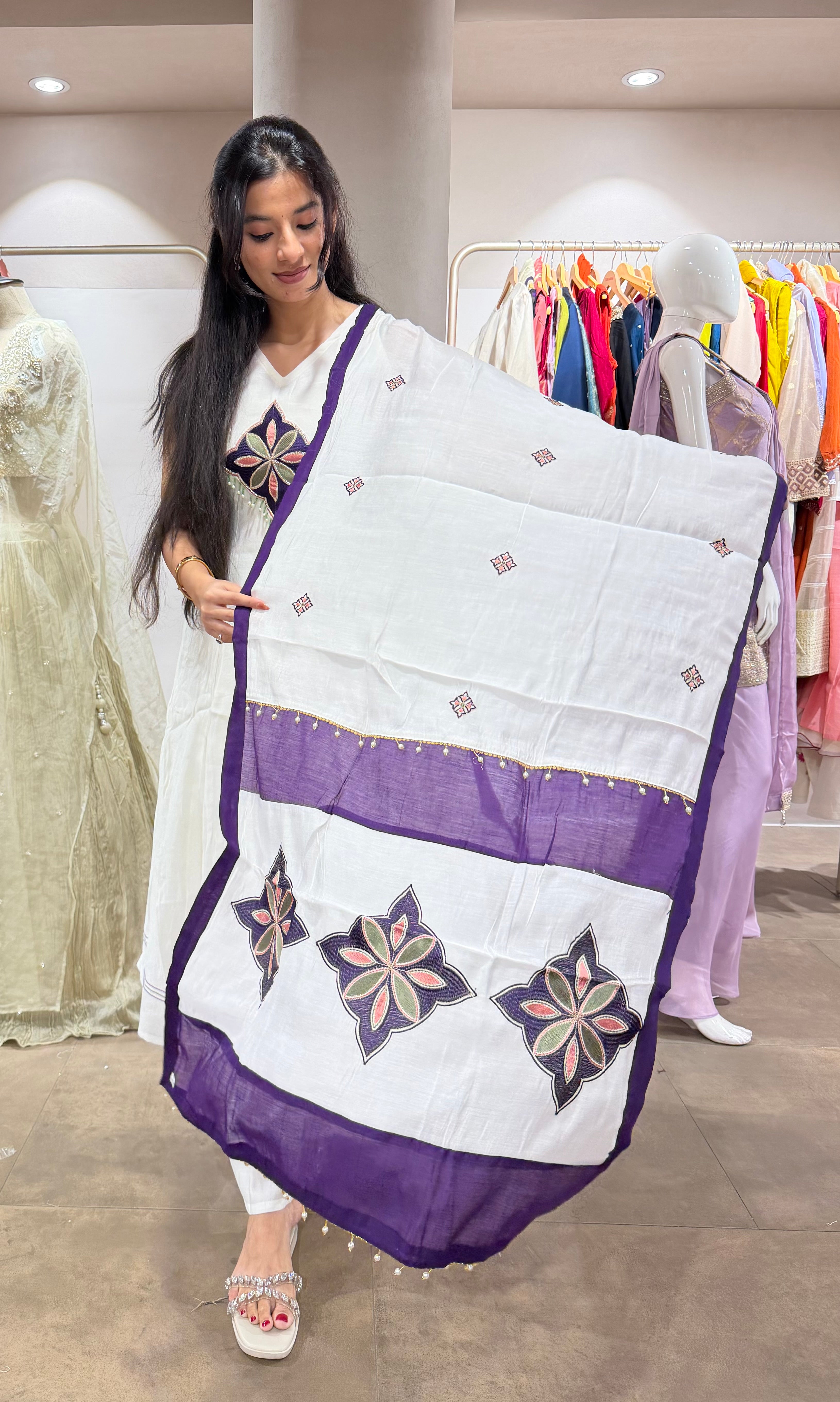 White Embroidered Kurta Set with Dupatta