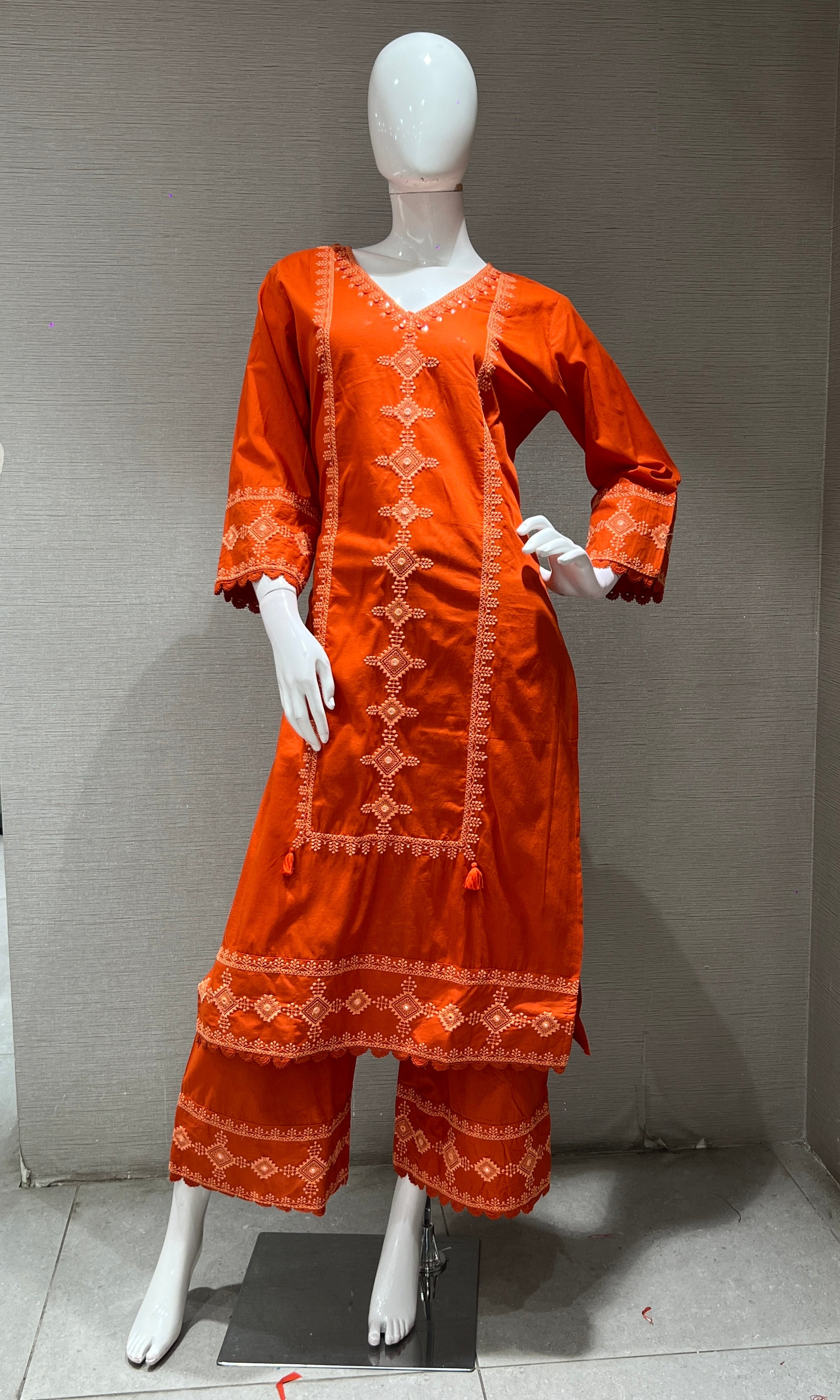 Orange kurta set with palazzo pants