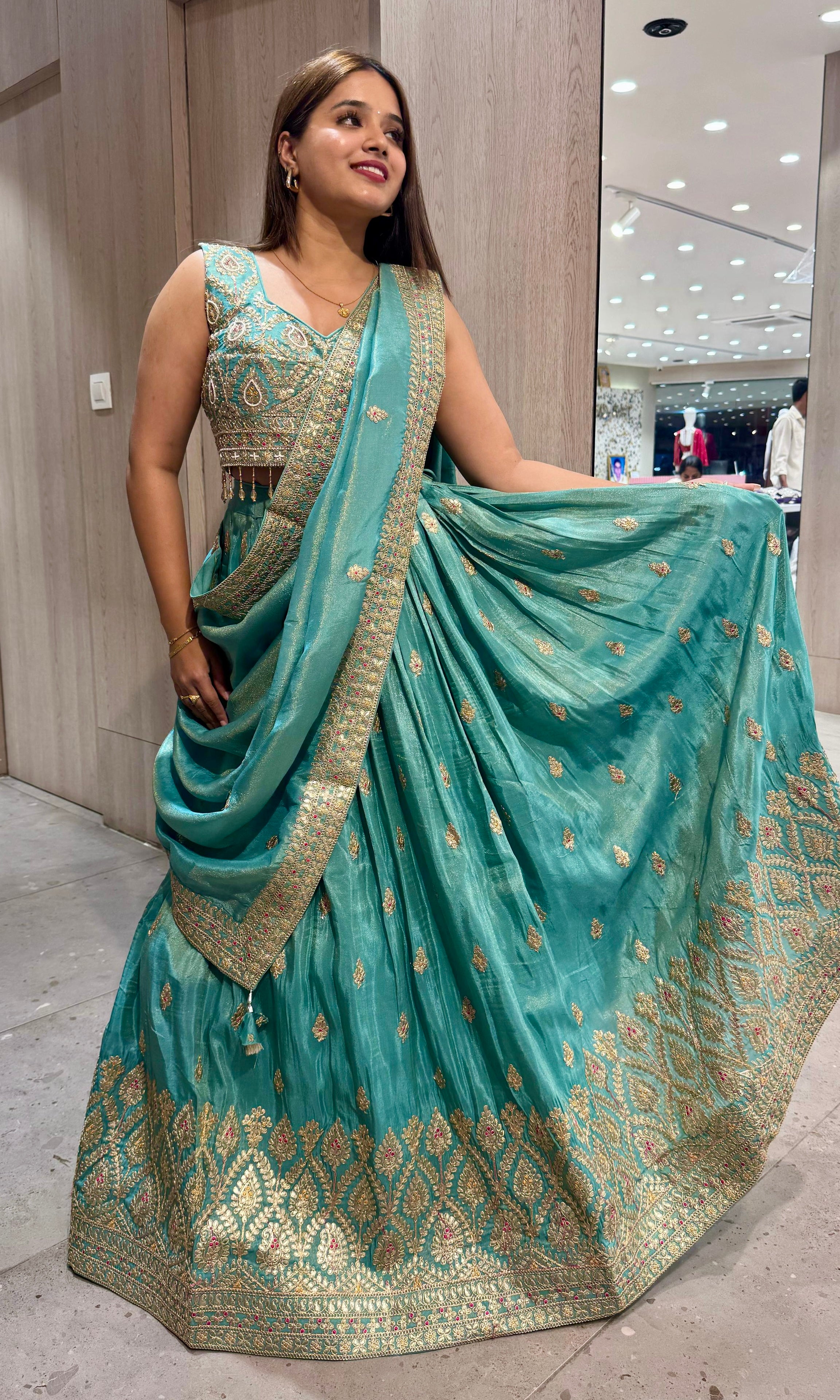 Light blue croptop Lehenga