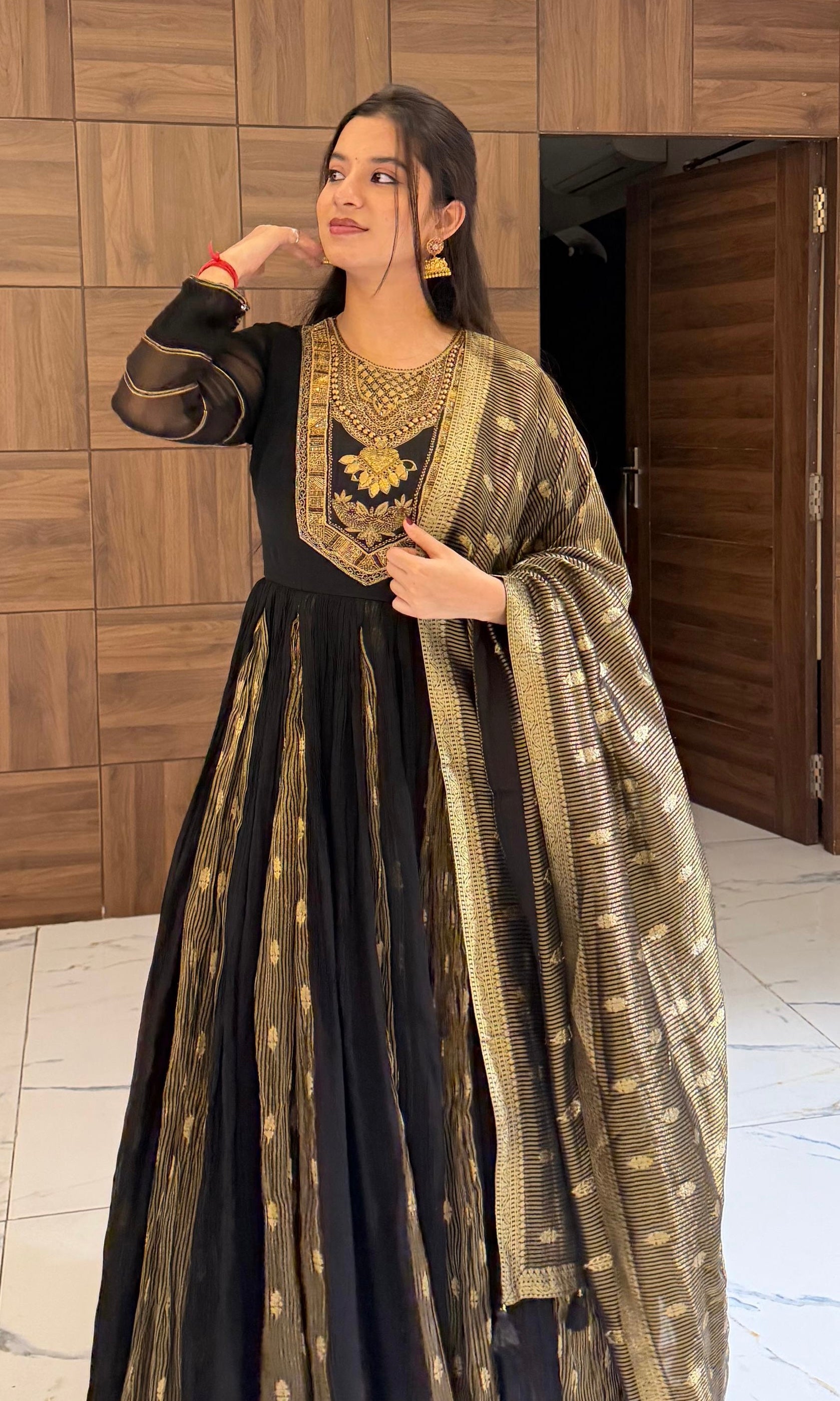Black GOLDEN ANARKALI