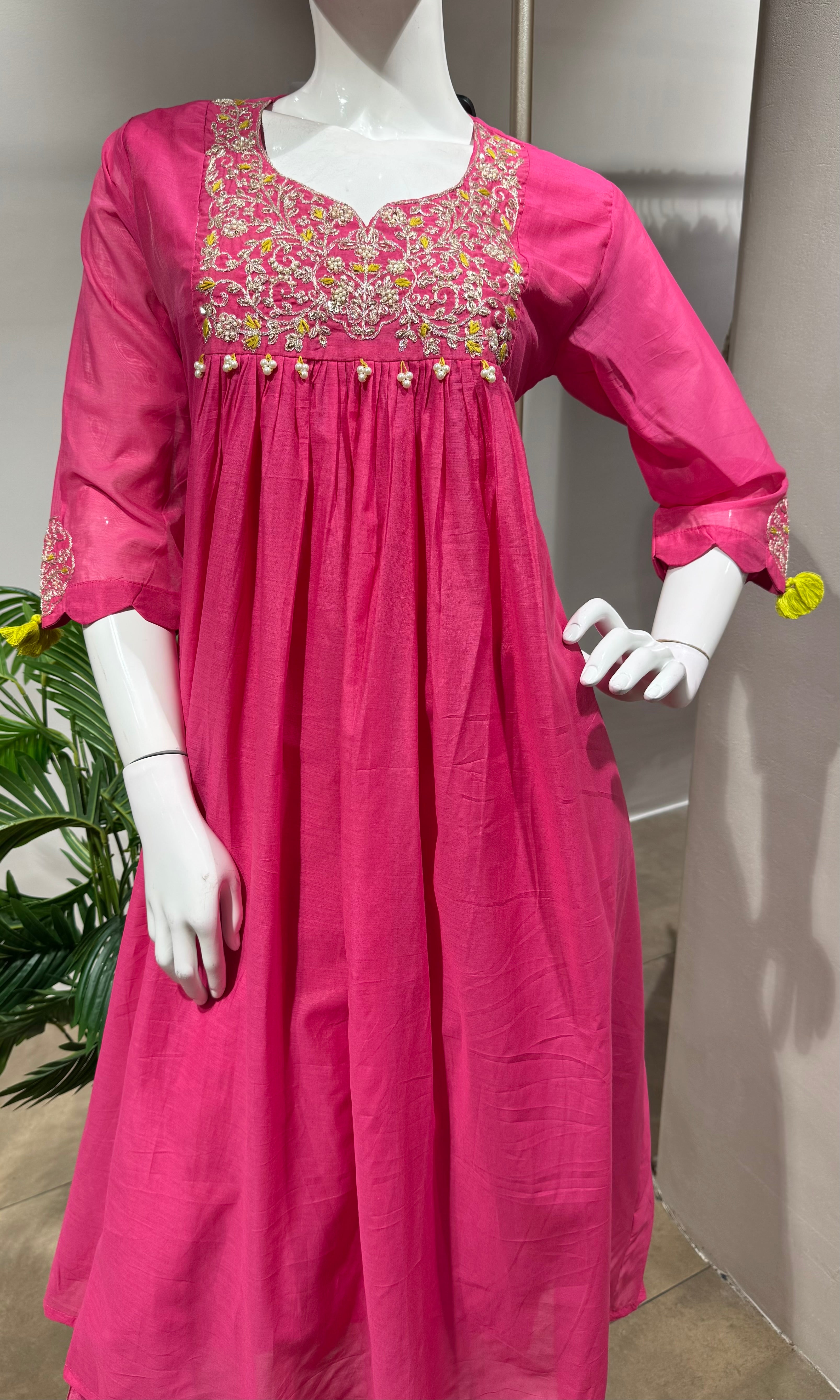 RANI Floral Embroidered Flared Suit with Dupatta