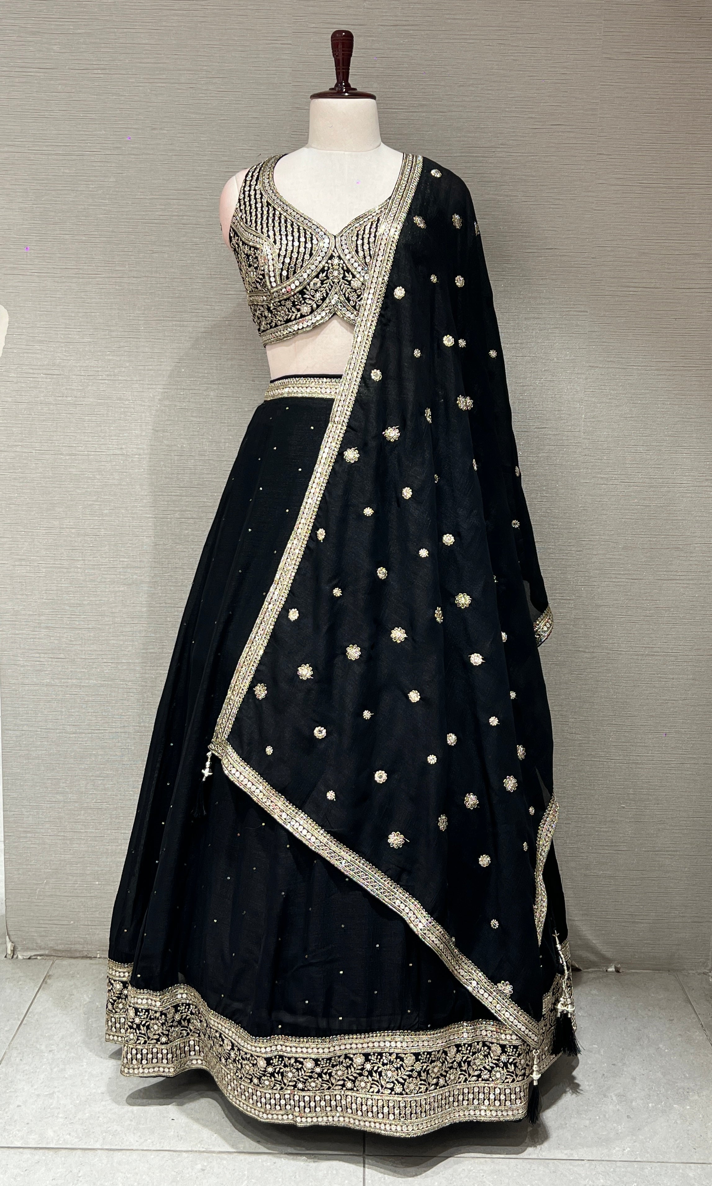 Black GOLD EMBROIDERED Lehenga
