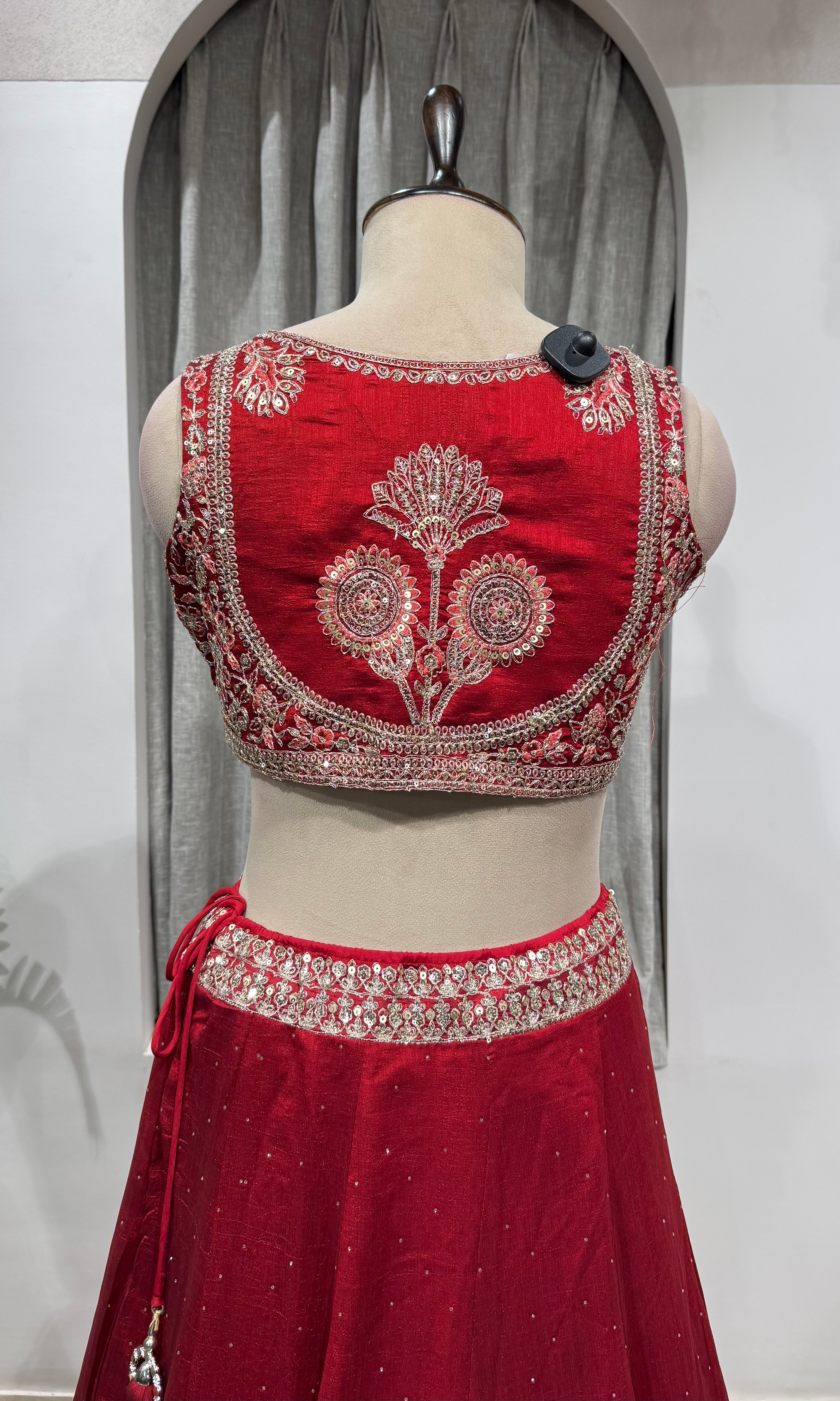MAROON Elegance Embroidered Silk Lehenga Choli