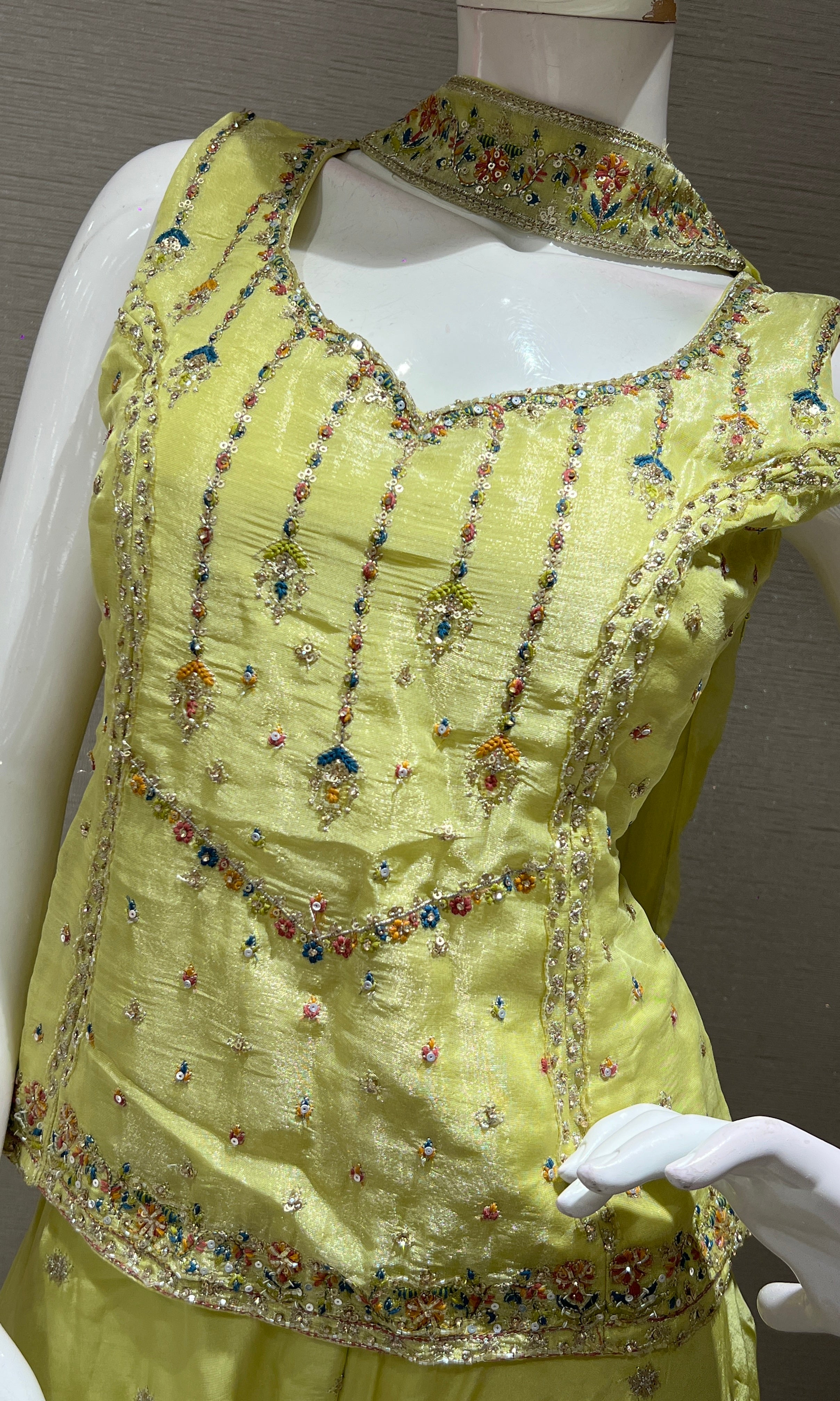 Green EMBROIDERED SHARARA SET
