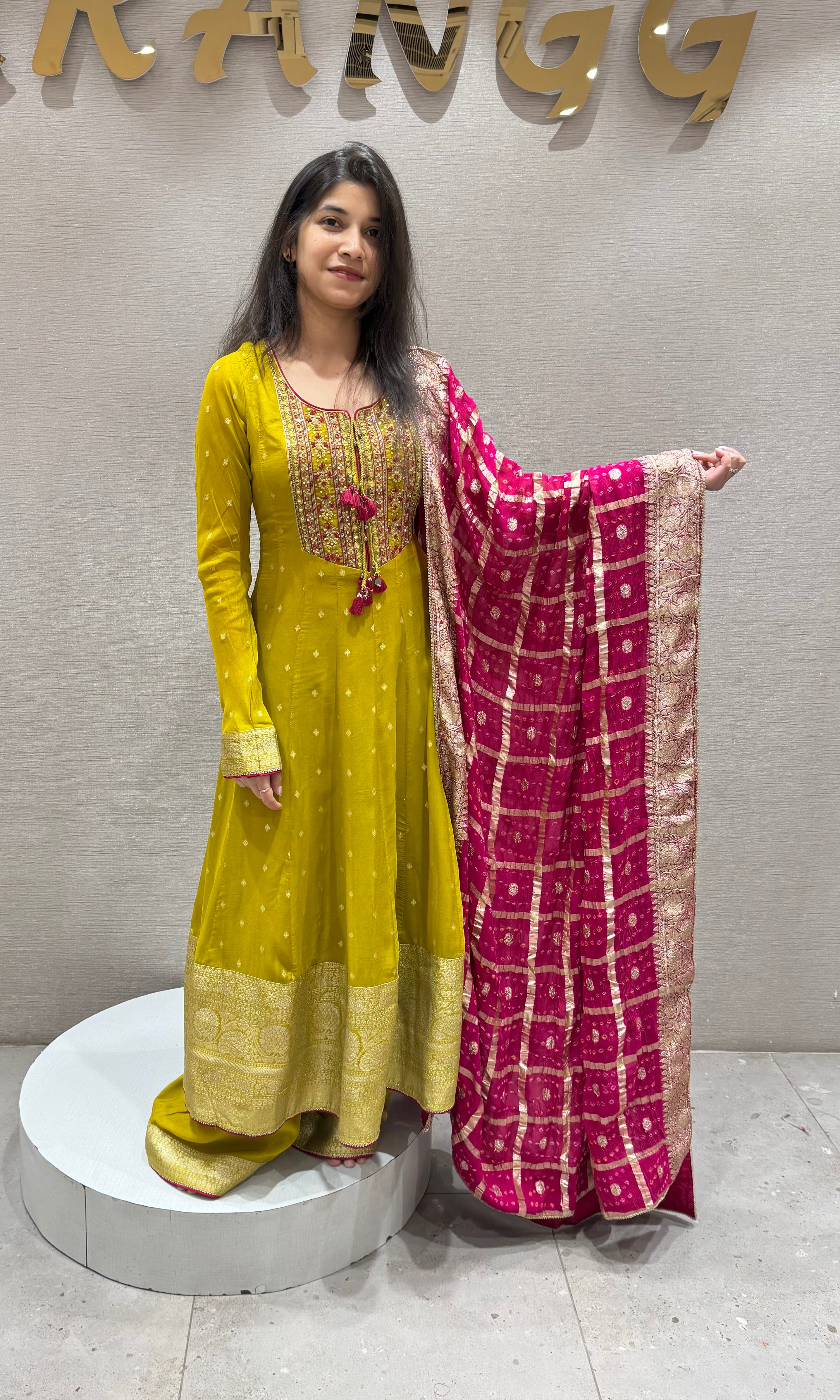 Mehandi green ANARKALI WITH PALAZZO PANTS
