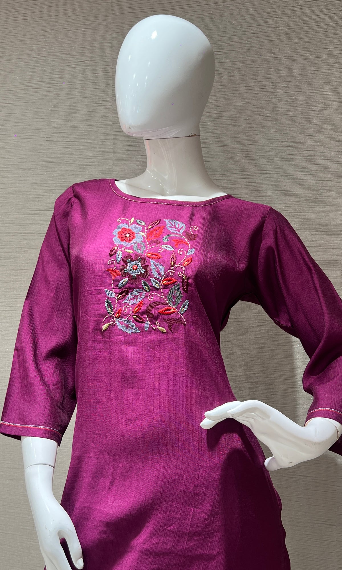 Wine silk kurta set