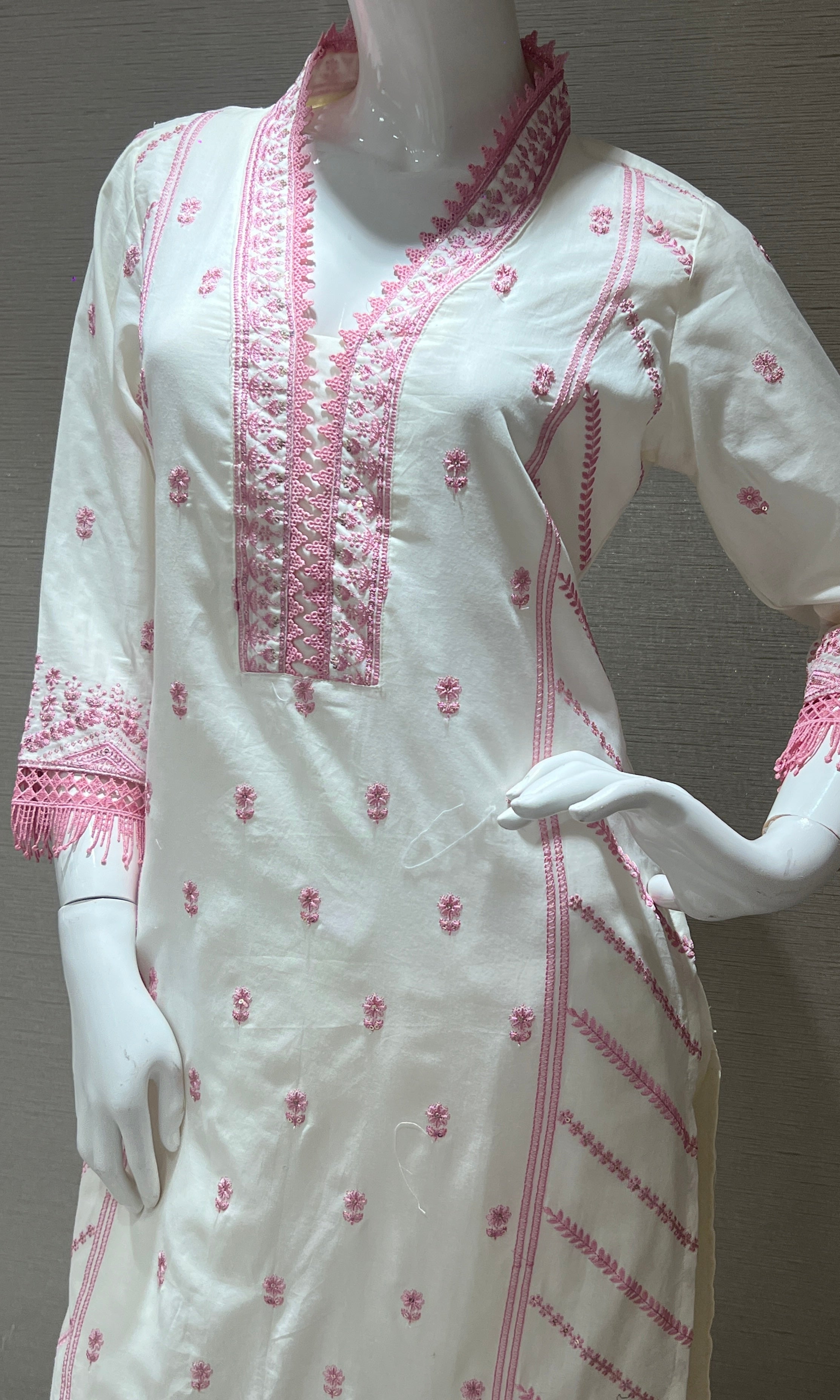 Onion Pink and white Kurta Set