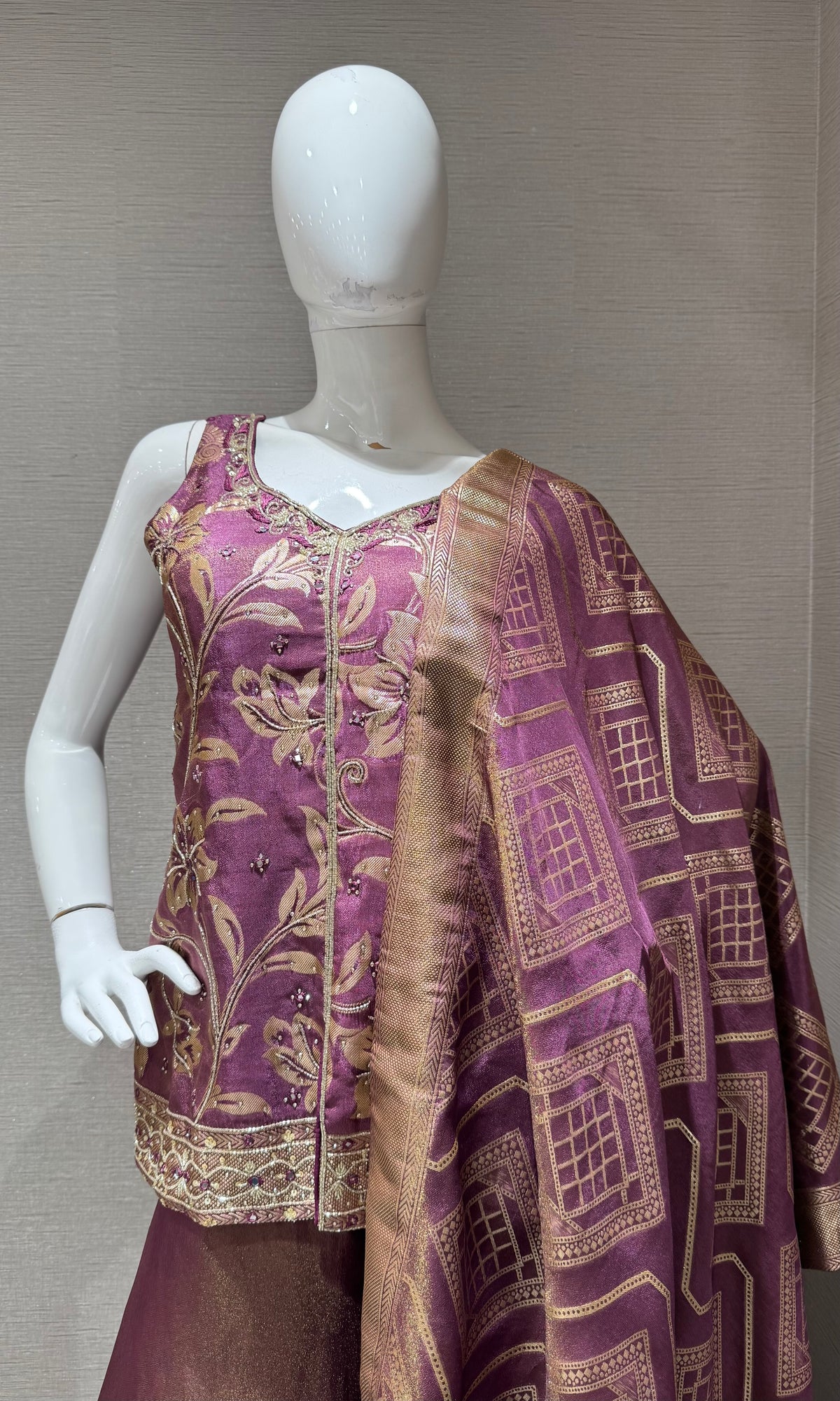 WINE Banarasi Brocade Silk Palazzo set
