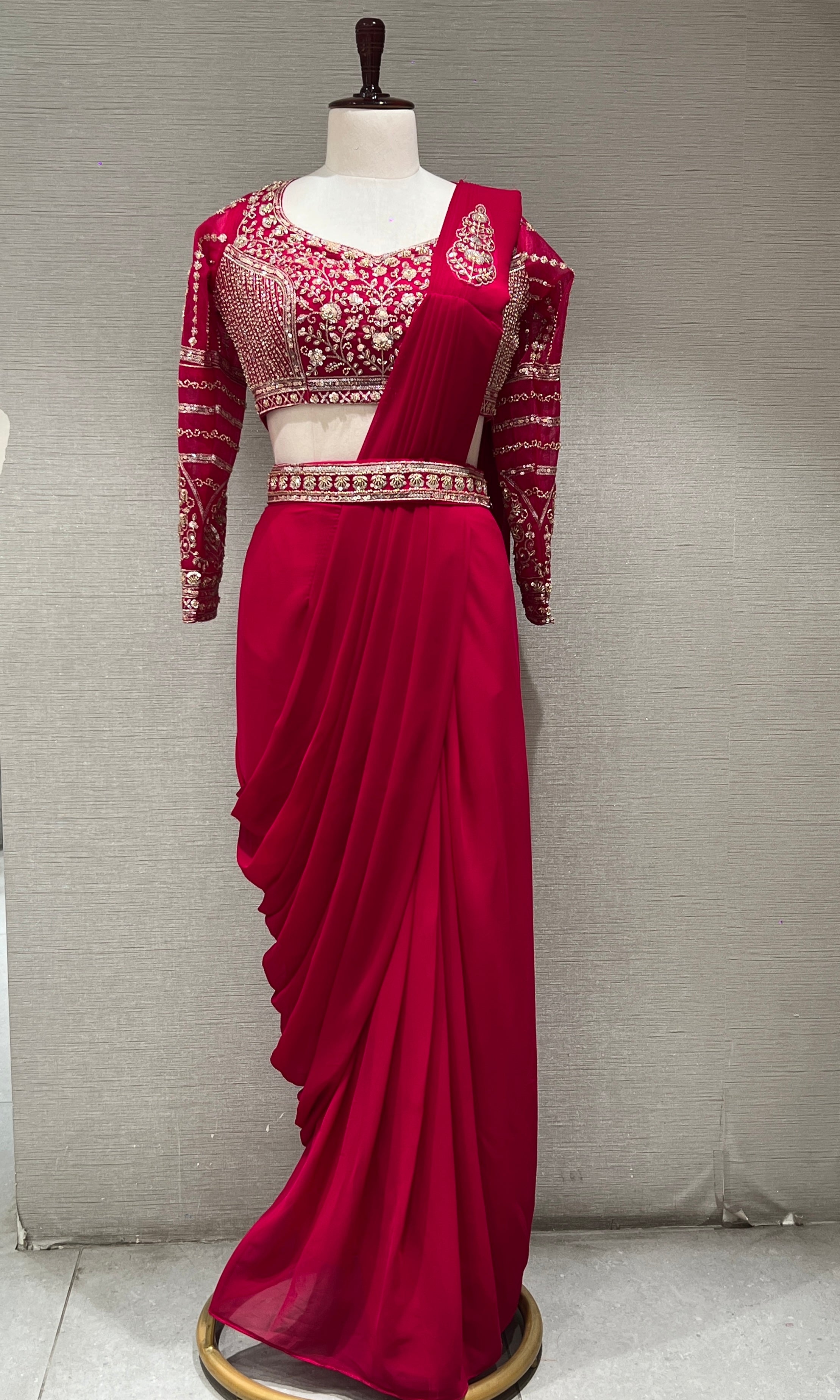 PINK drape saree with embellished blouse
