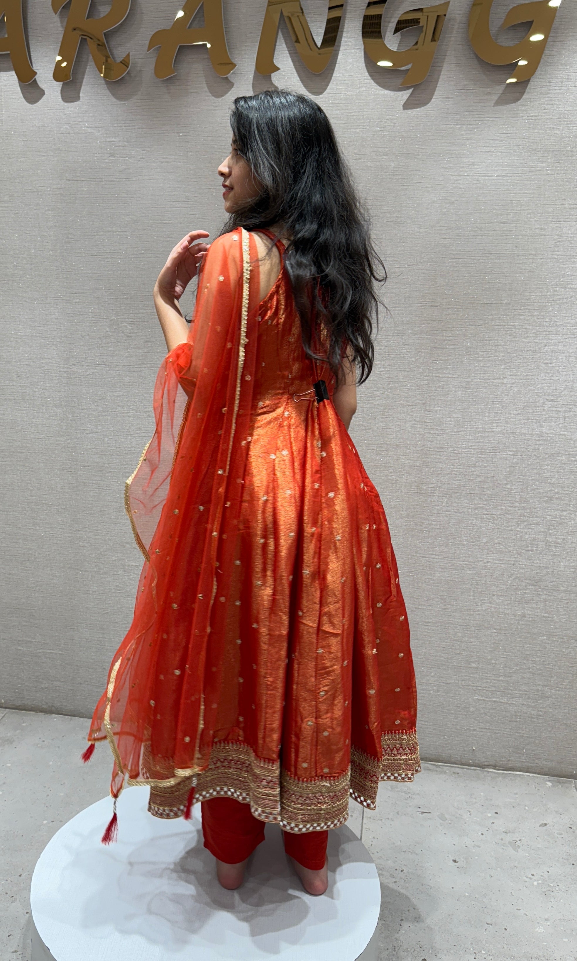 Orange GOLD EMBROIDERED Anarkali