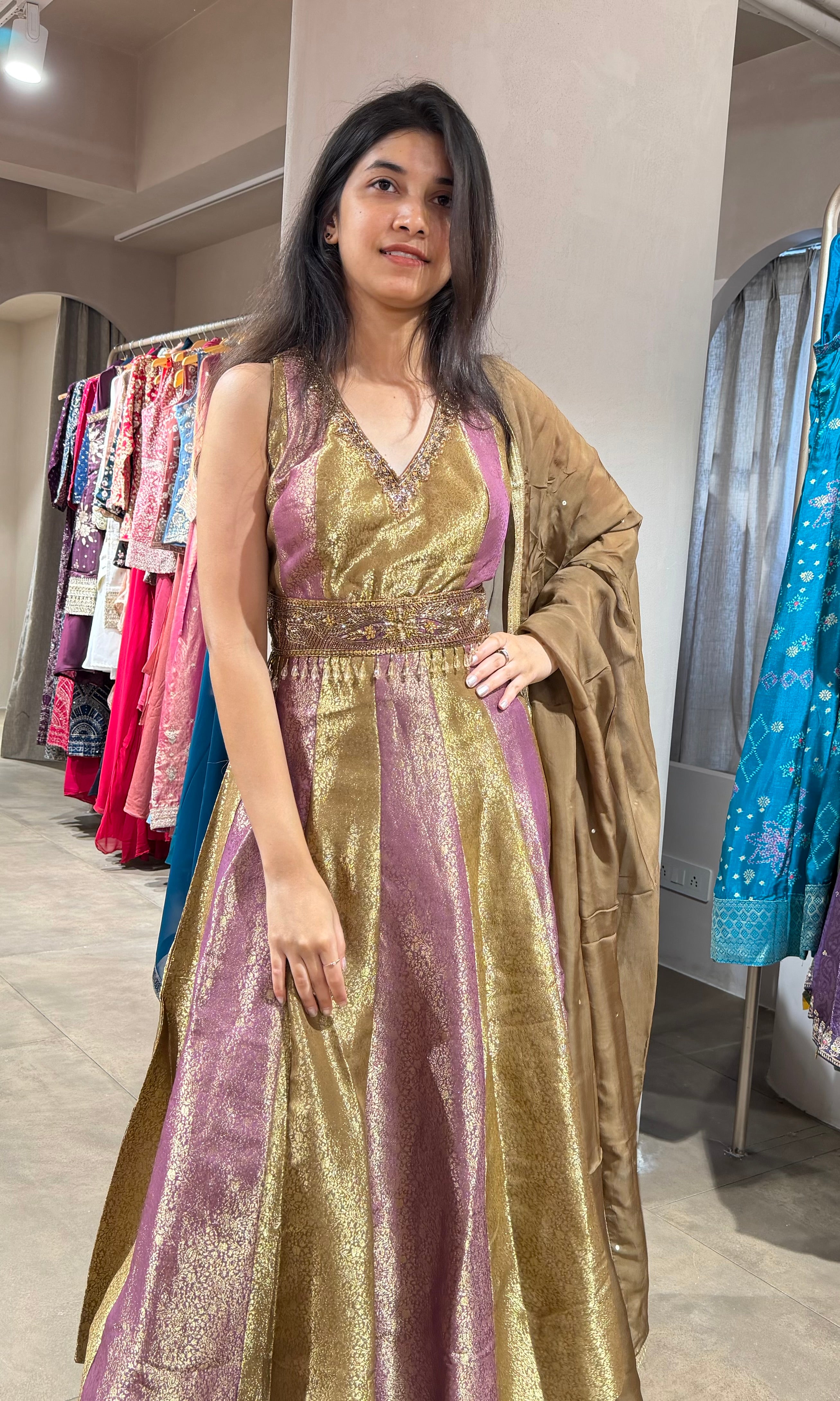 Mehandi green ANARKALI WITH PALAZZO PANTS