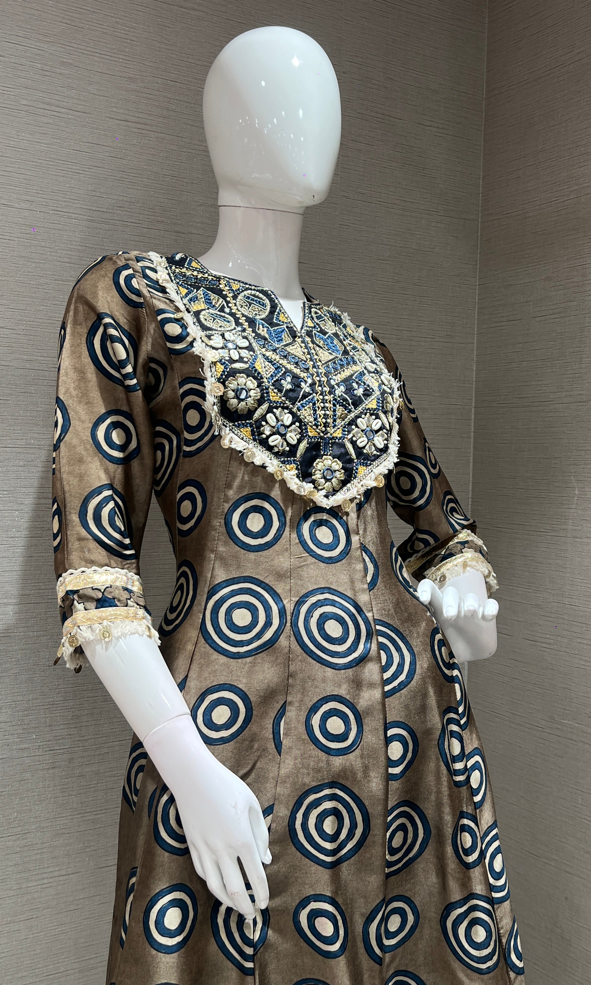 Light brown PRINTED kurta set