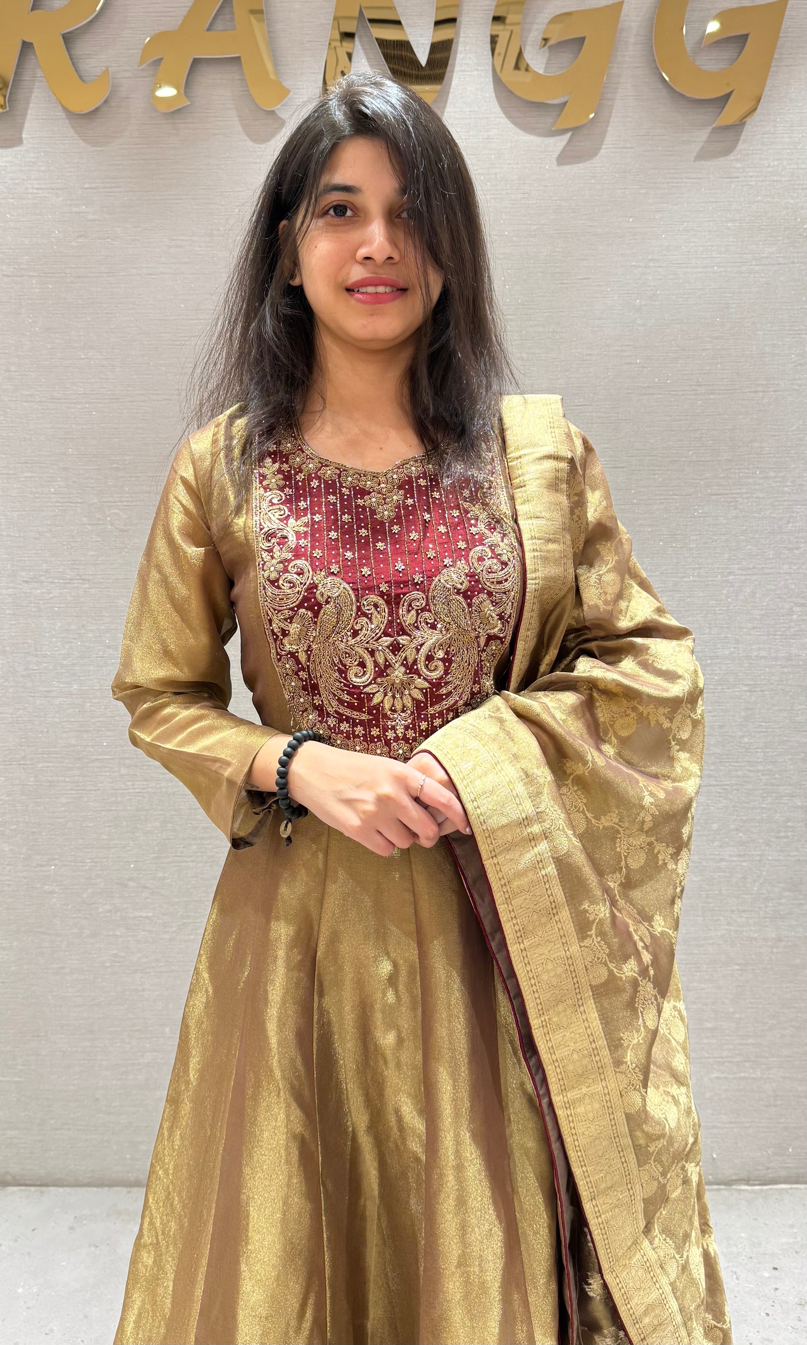Maroon AND GOLDEN EMBROIDERED ANARKALI