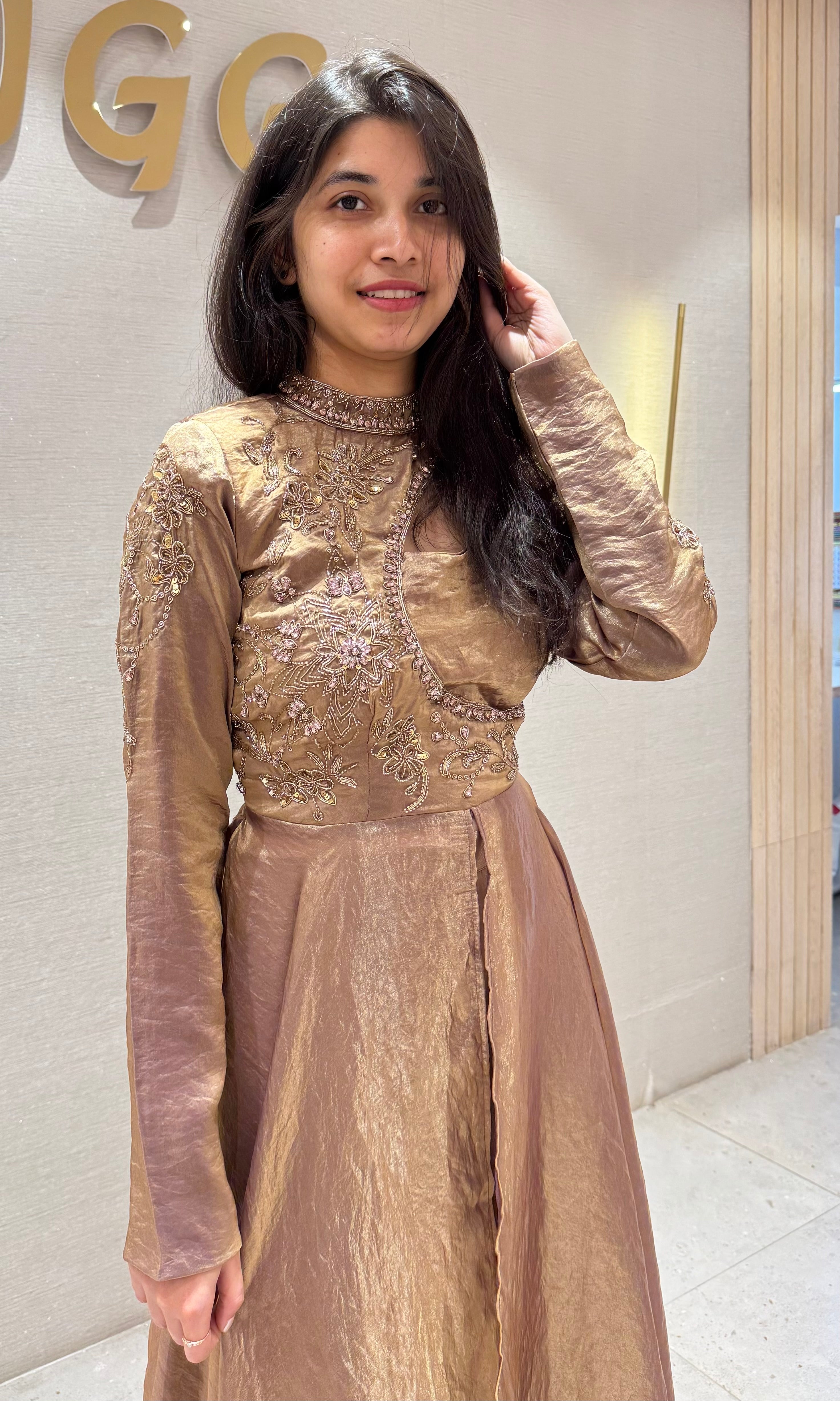 Gold EMBROIDERED ANARKALI SET