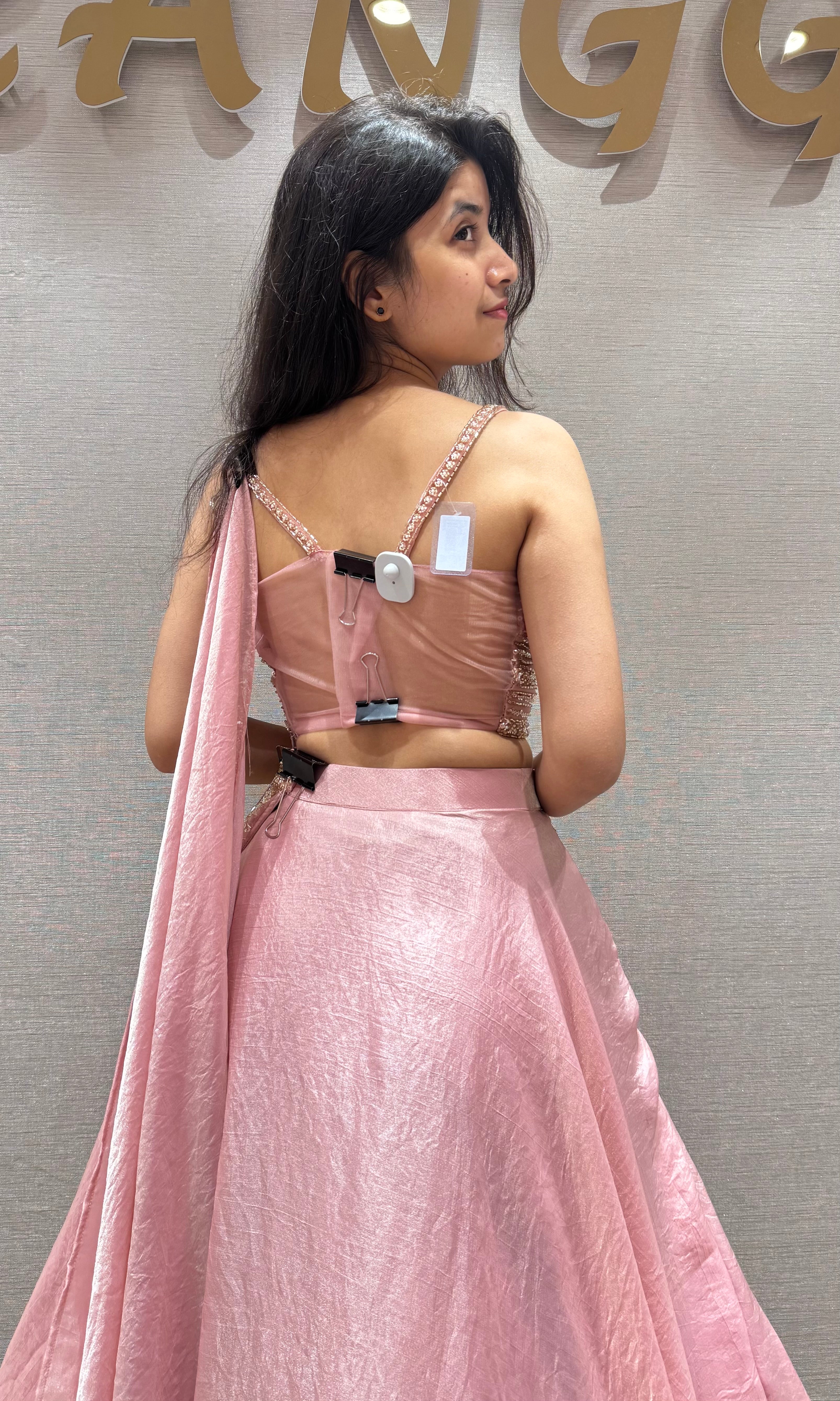 Baby pink LEHENGA WITH CORSET BLOUSE