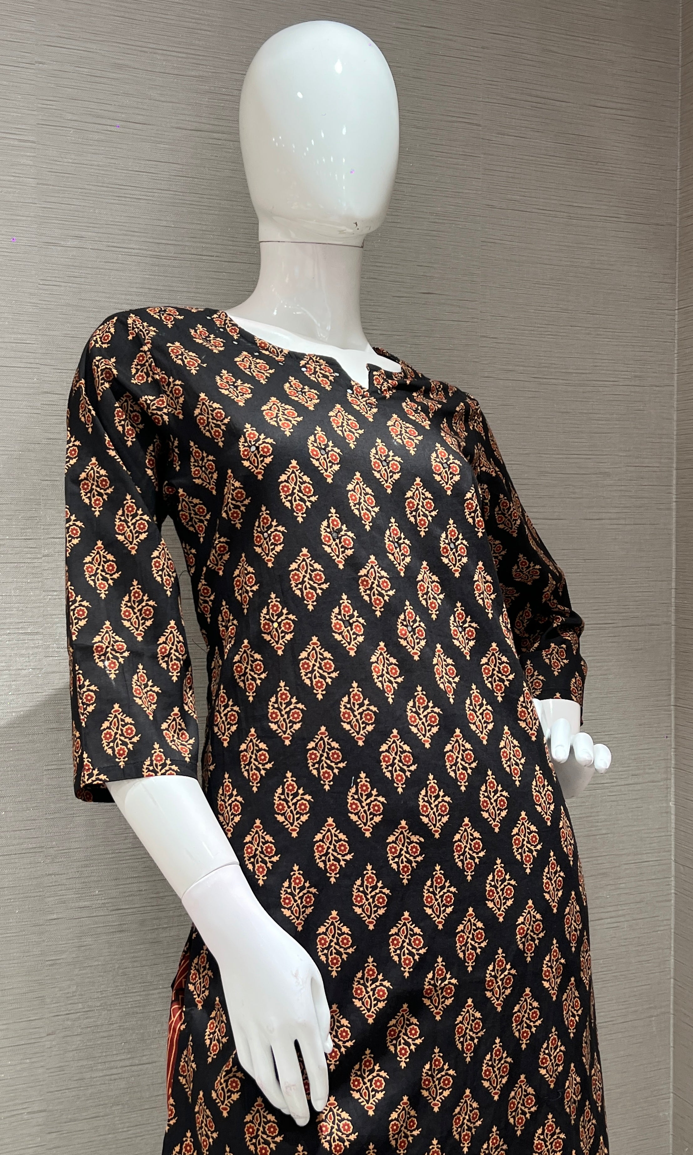 Black PRINTED kurta set