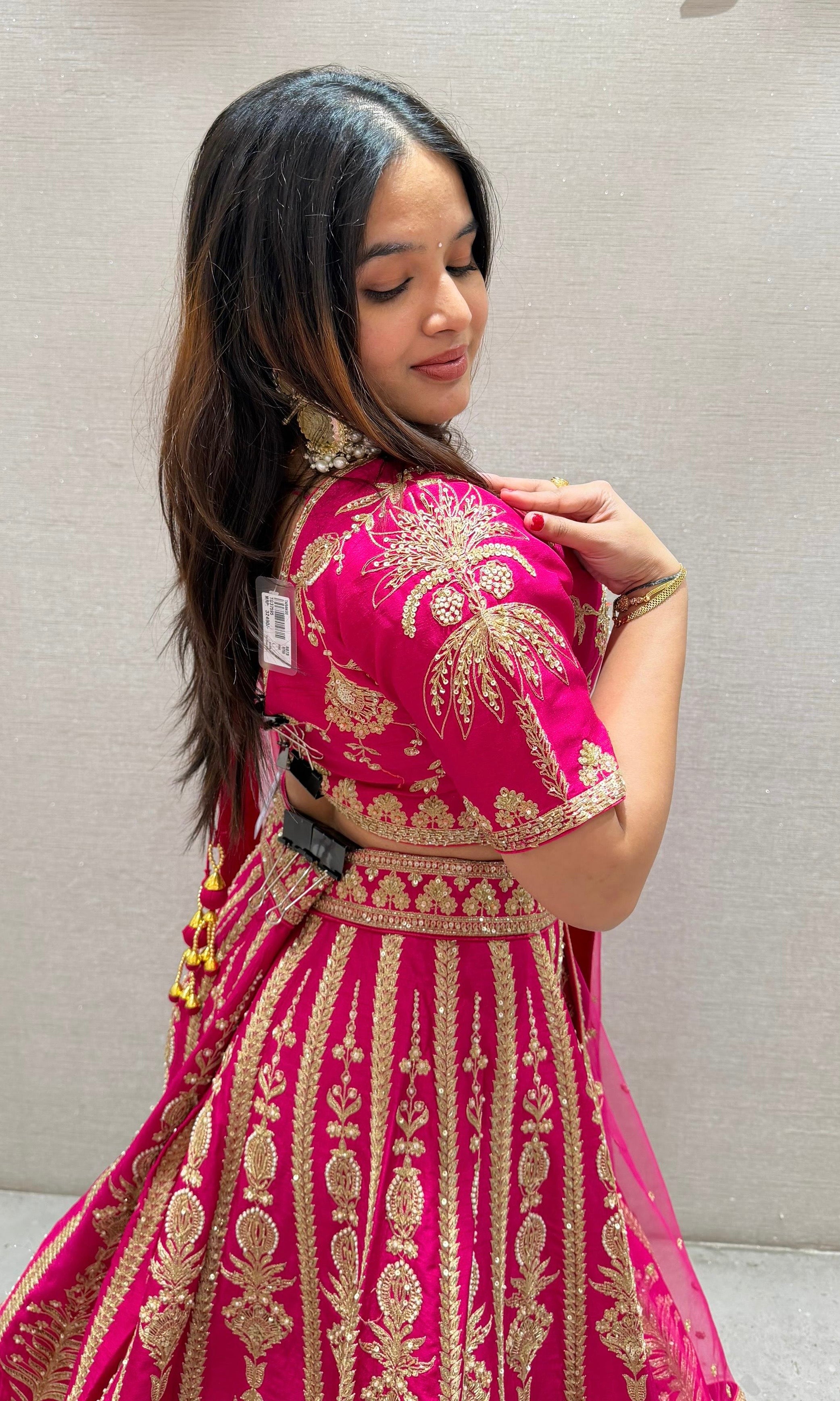Pink GOLDEN INTRICATE EMBROIDERED Lehenga