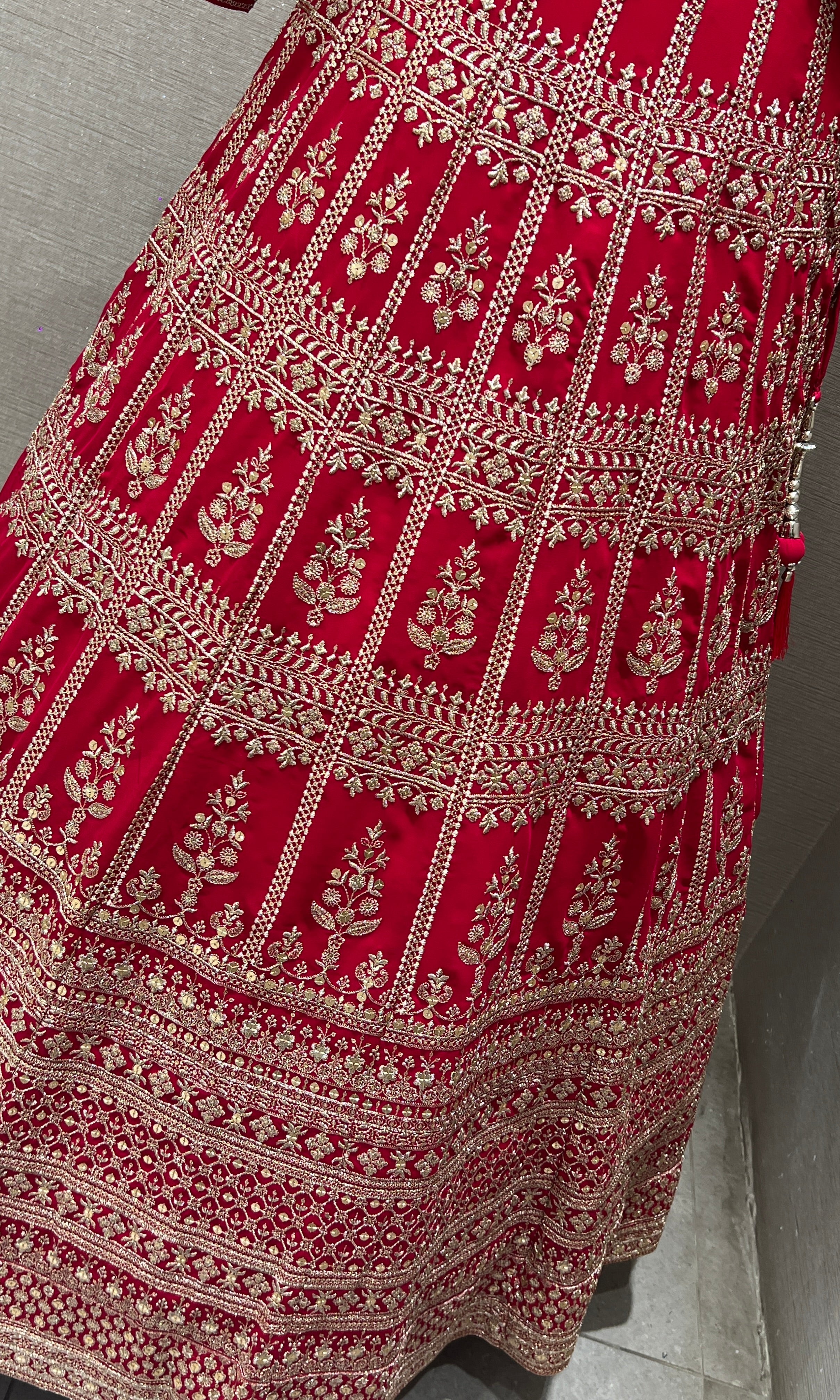 Pink Zari Lehenga with Golden Embroidery