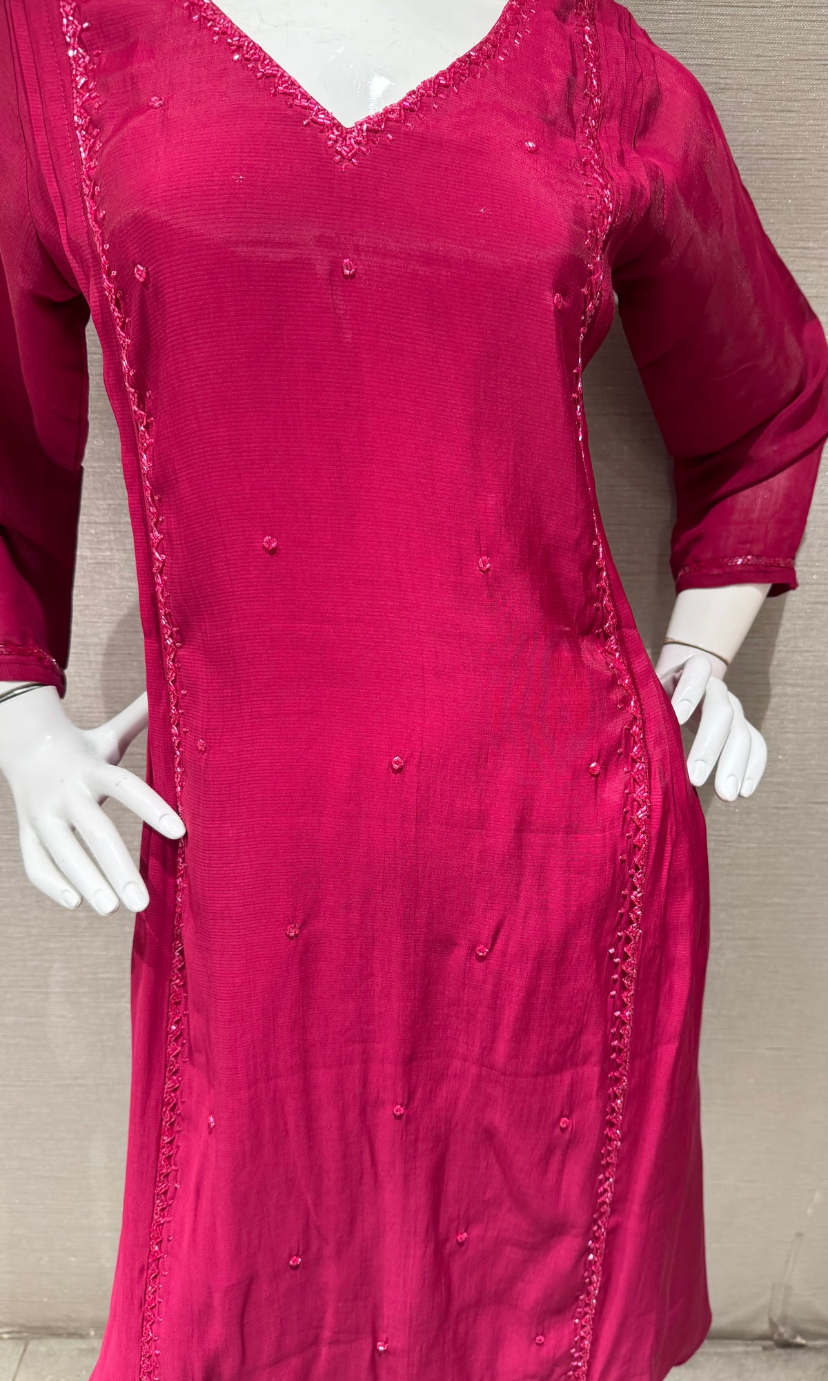Wine A line Cotton Kurta Set with Dupatta