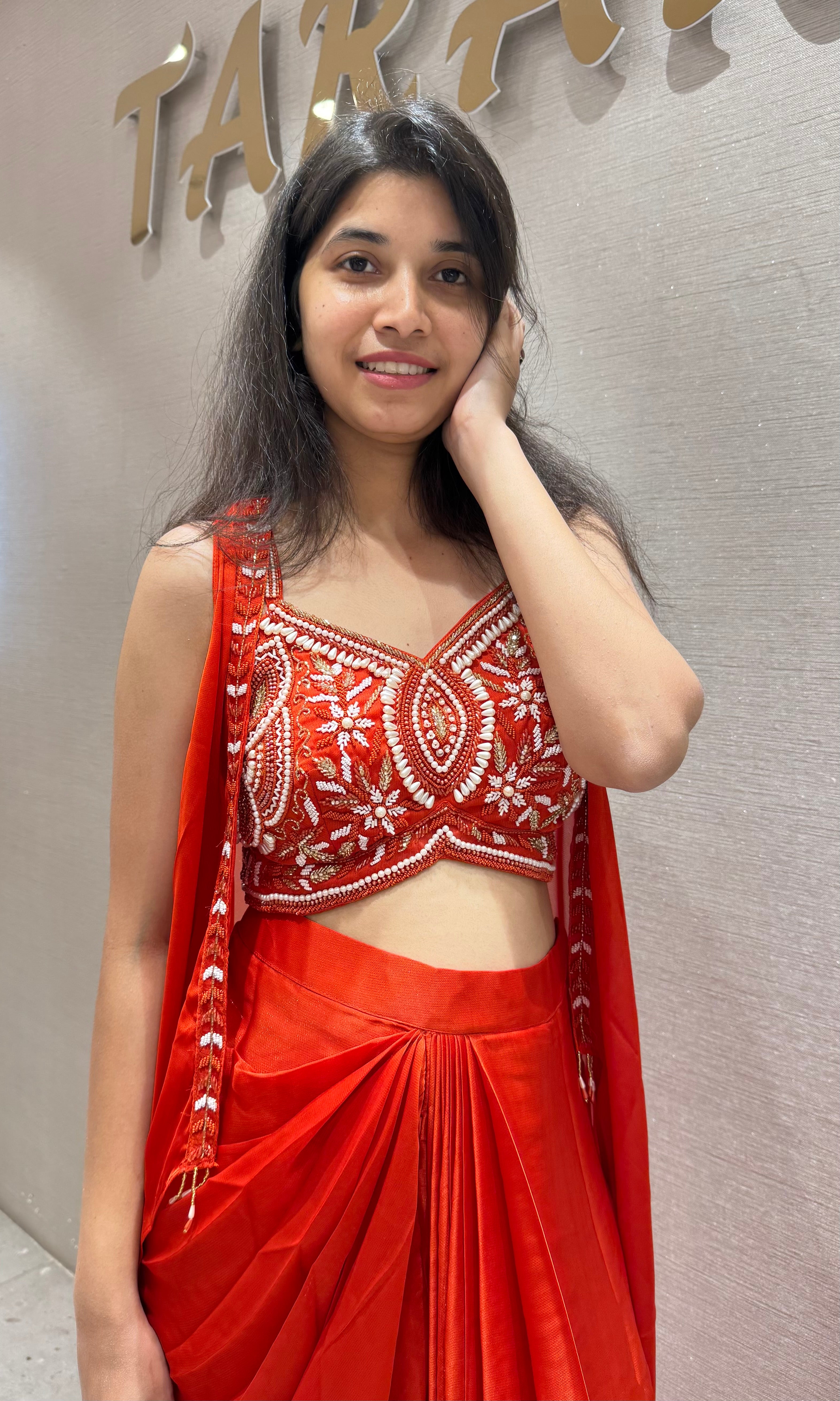 RUST 3 PIECE INDO WESTERN DRESS