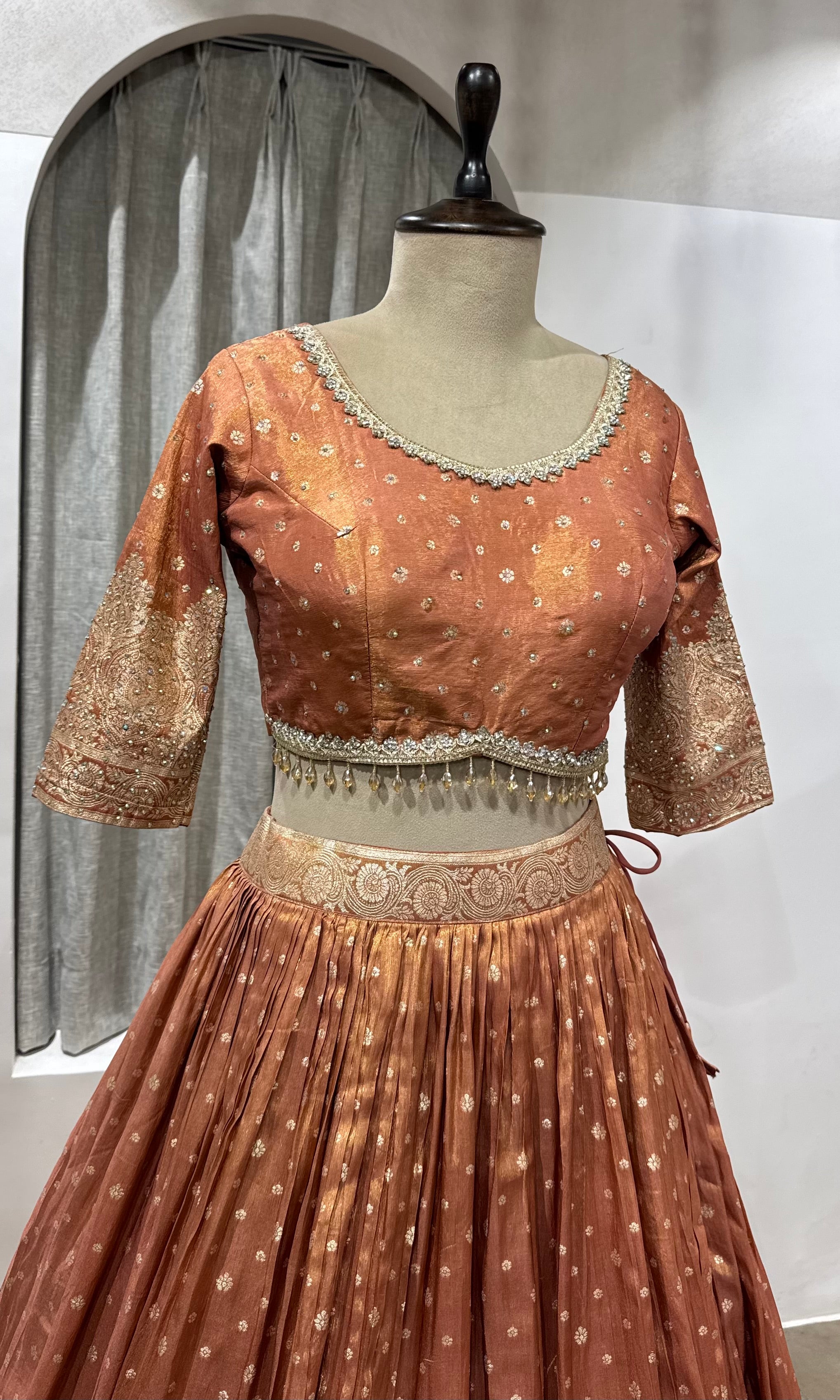 Rust Shimmer Lehenga Set with dupatta