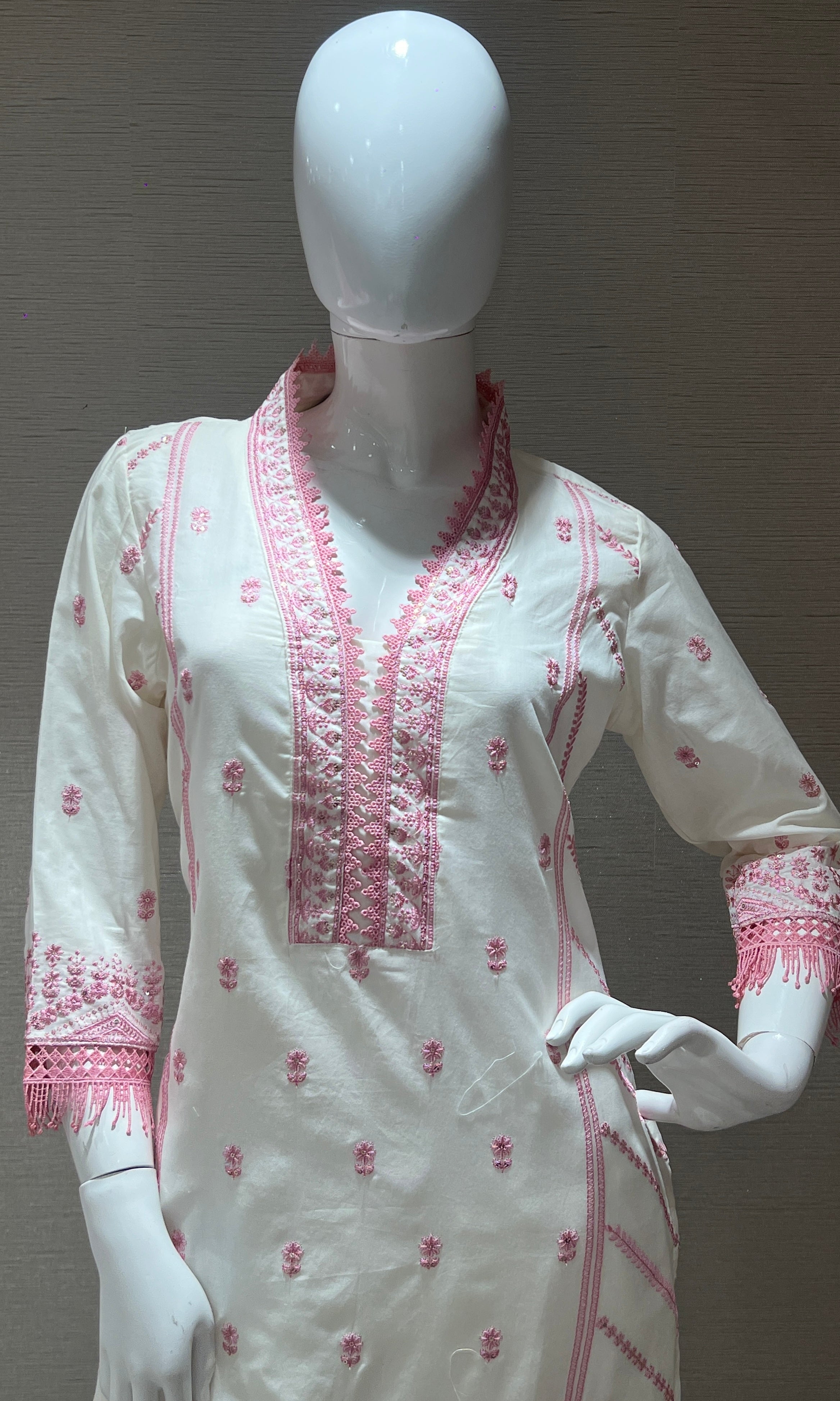 Onion Pink and white Kurta Set