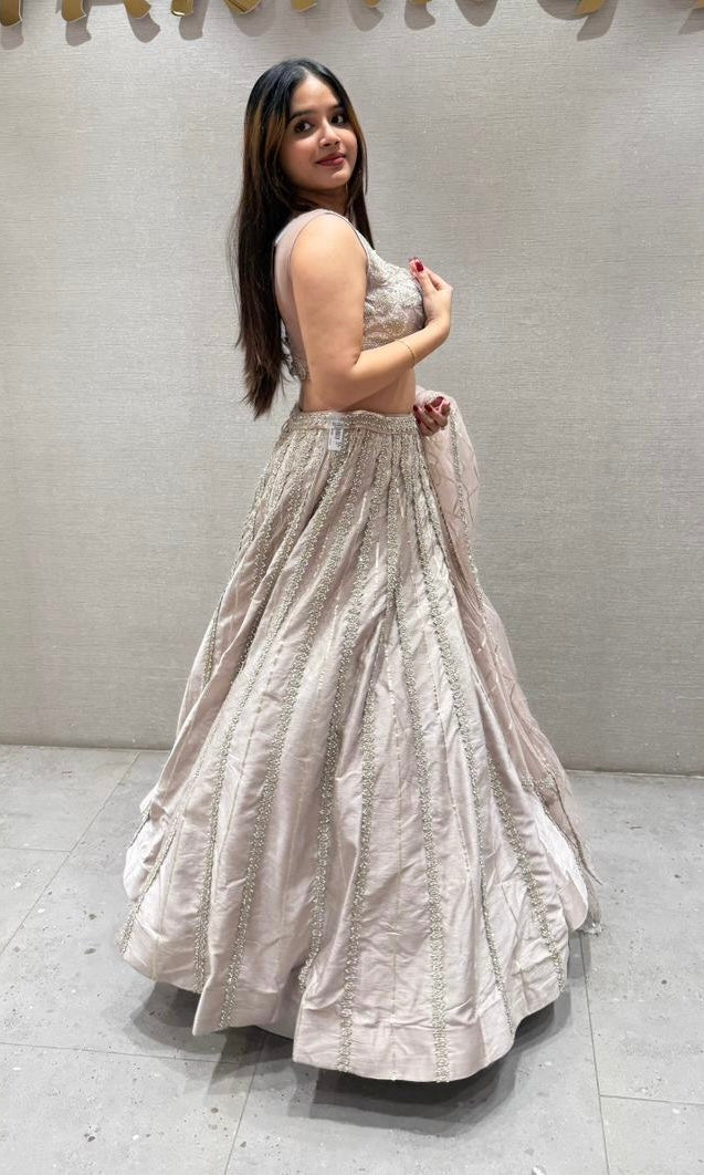 BLUSH PINK MAUVE RAW SILK LEHENGA