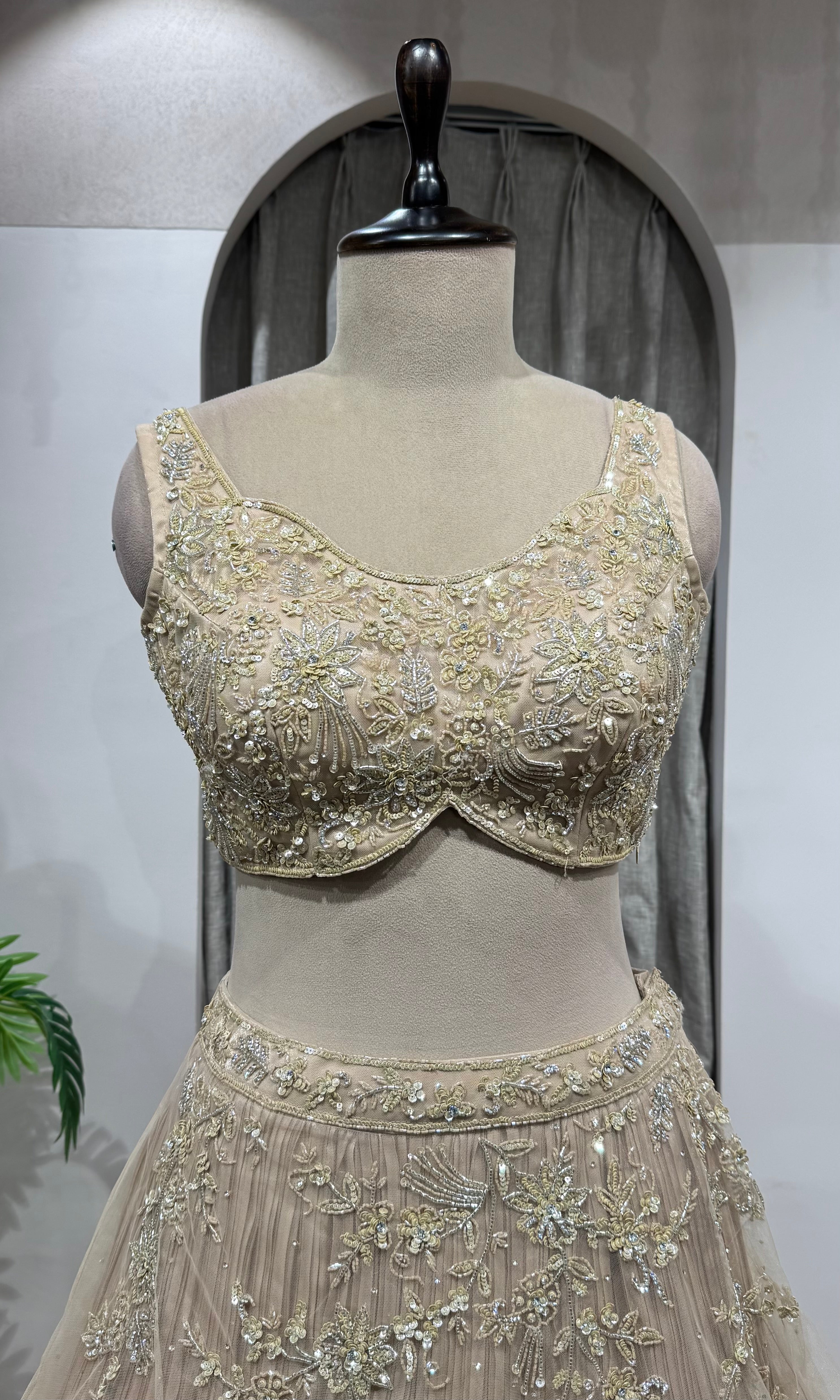 GOLD pleated Embroidered lehenga choli