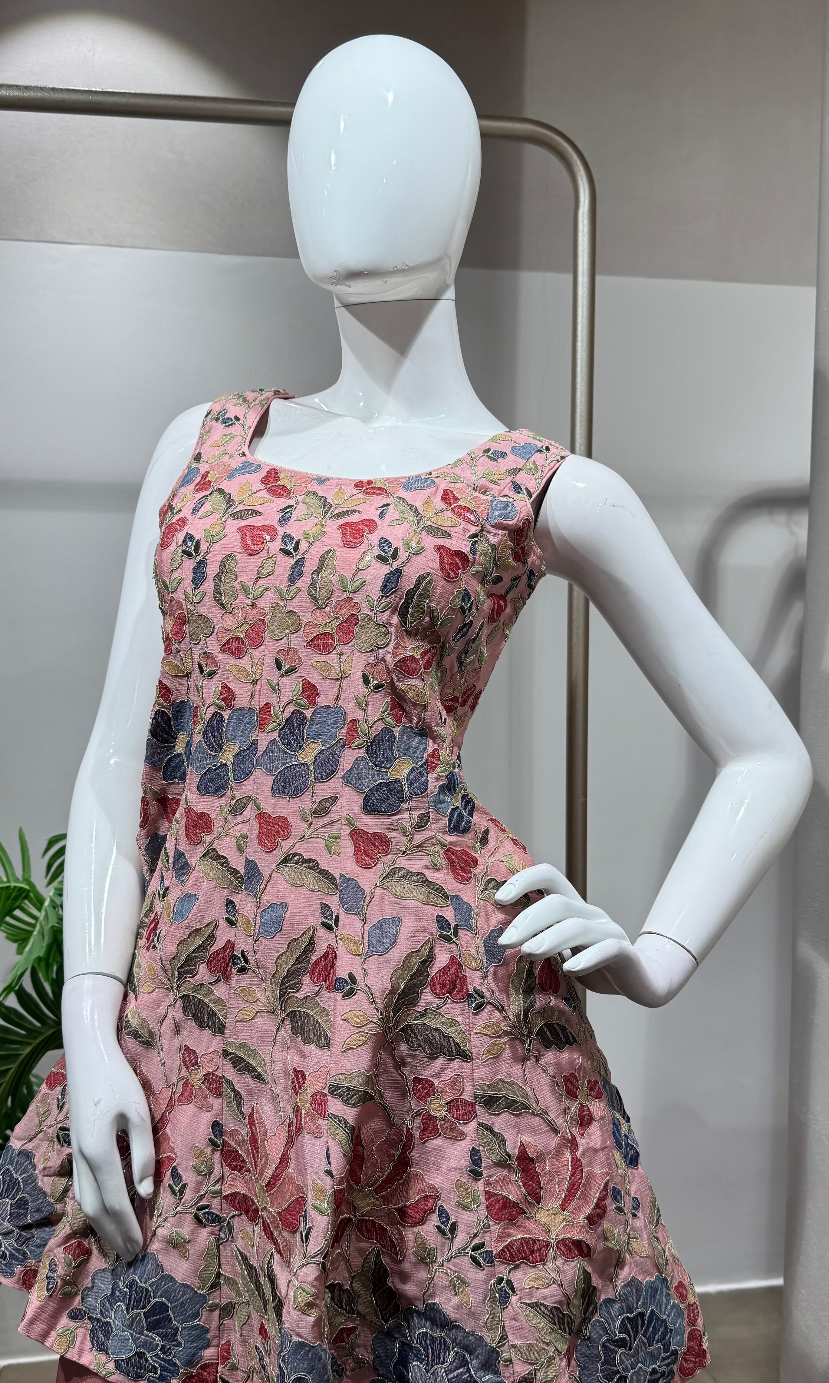 PINK Floral Embroidery SHARARA Set