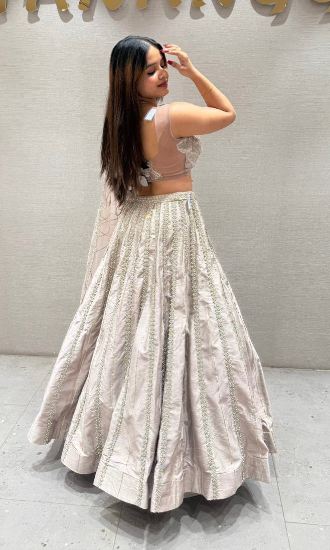 BLUSH PINK MAUVE RAW SILK LEHENGA