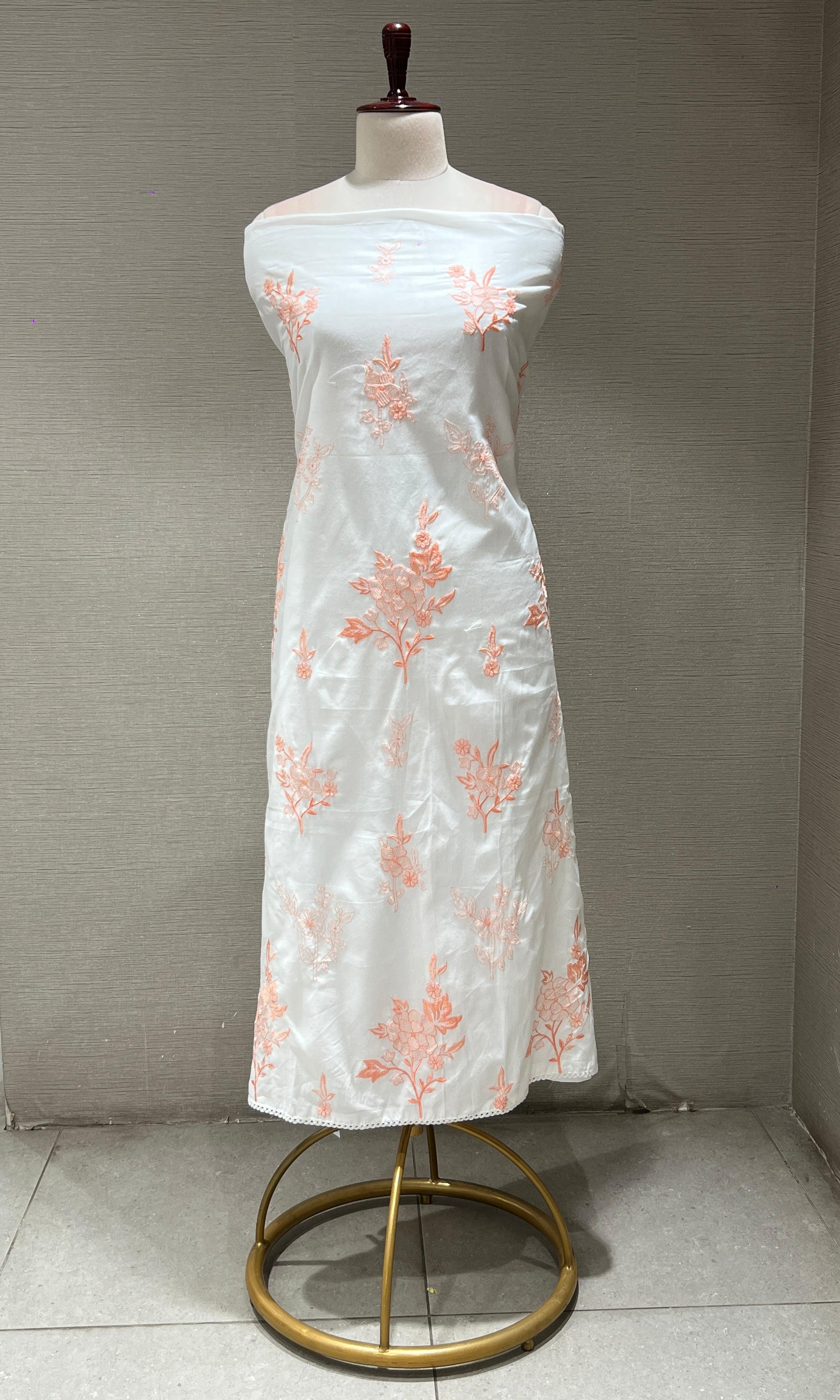 WHITE AND Orange dress material