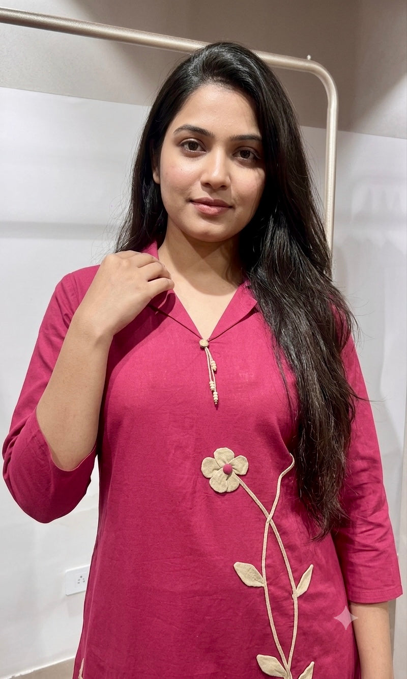 Deep Pink Cotton Silk Ethnic Cord Set