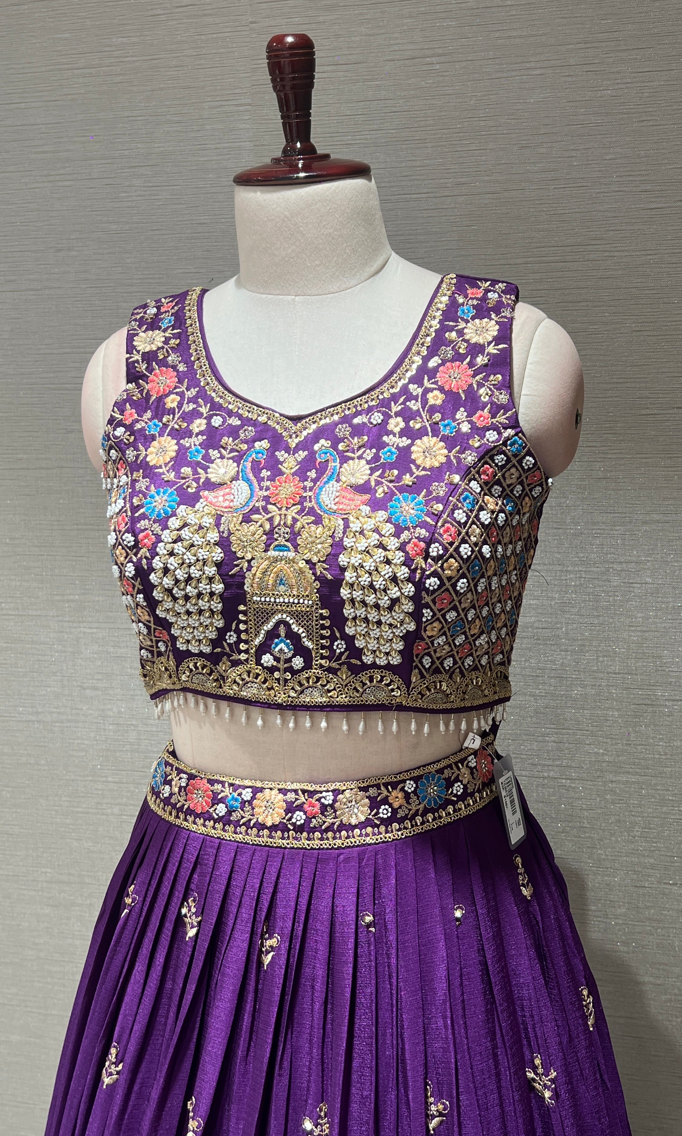 Purple peacock embroidered Lehenga