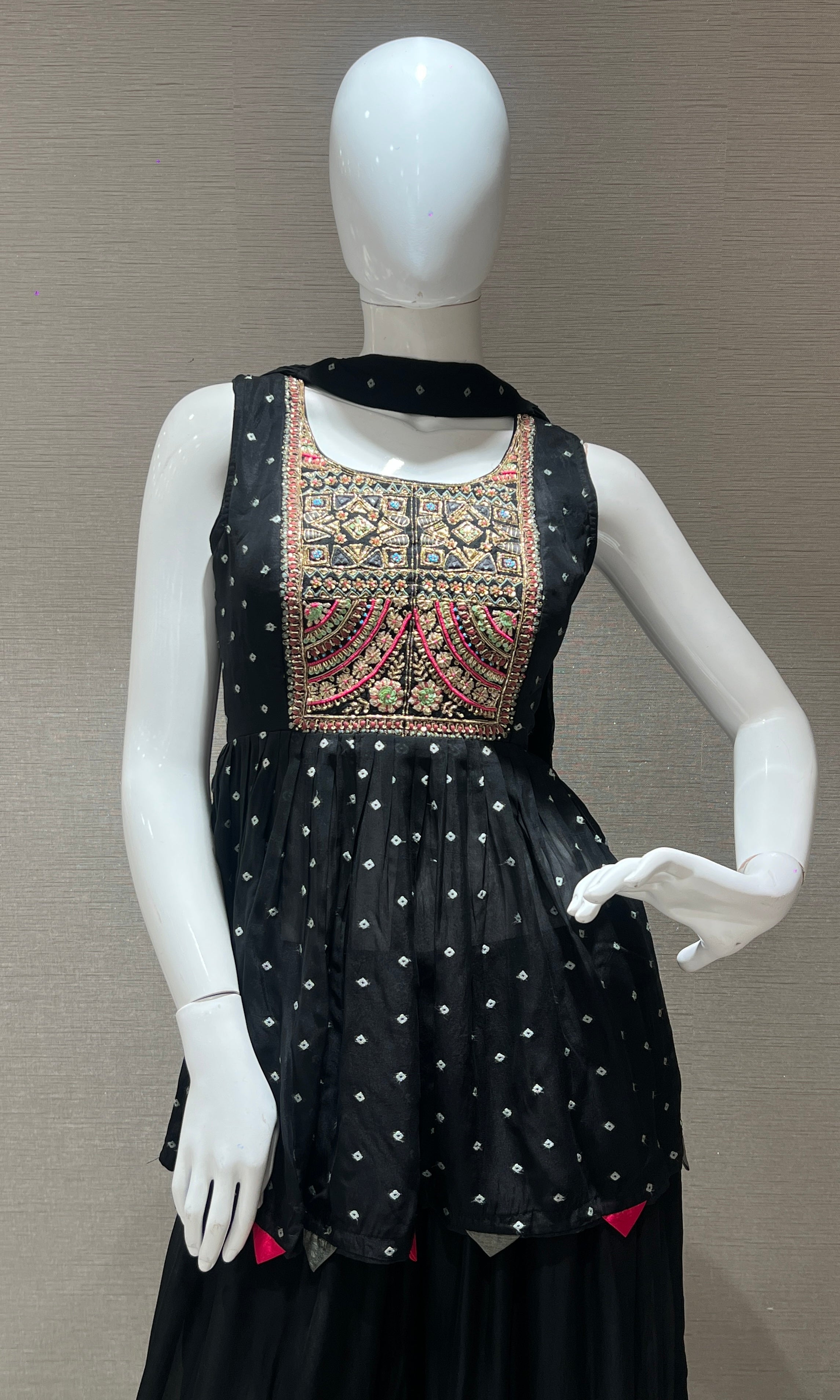 Black embroidered palazoo